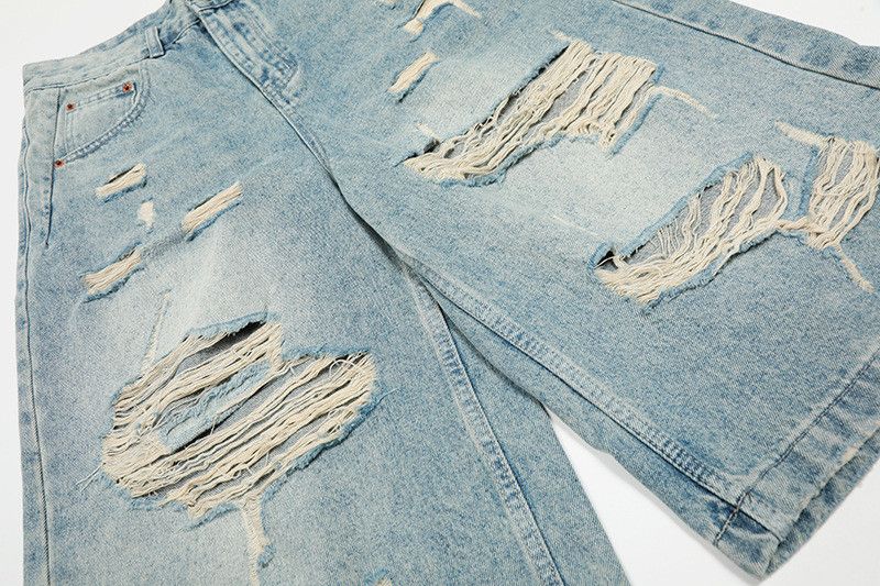 Vintage American-Style Streetwear Washed Distressed Denim Shorts Size US 32 / EU 48 - 4 Thumbnail