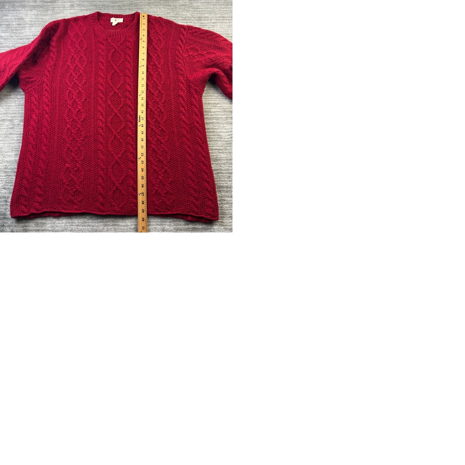 J.Crew VINTAGE J. CREW Sweater Mens XL Red Wool Cable-Knit Crew Neck Fisherman Pullover Knit Size US XL / EU 56 / 4 - 9 Thumbnail