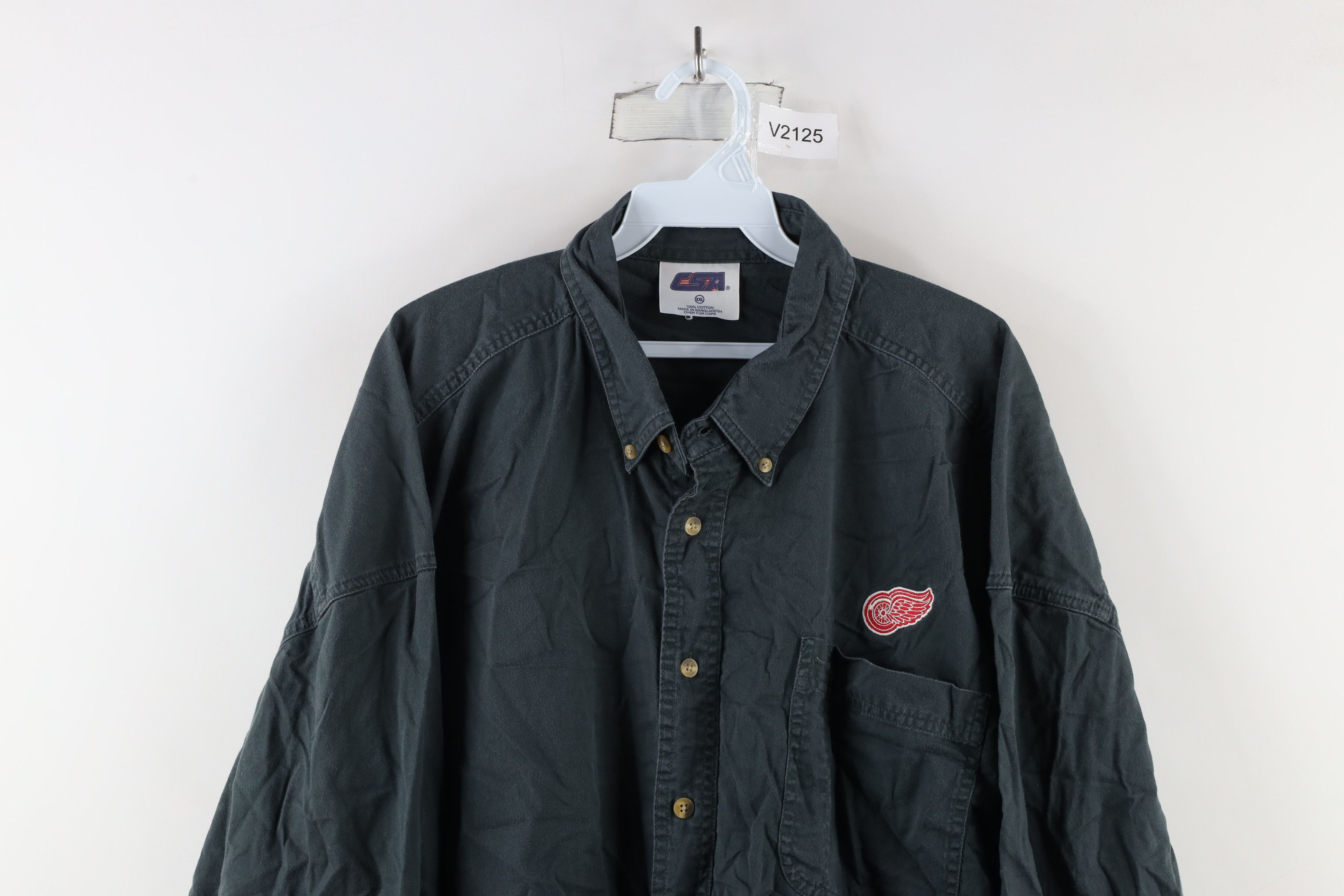 Vintage Vintage 90s Detroit Red Wings Hockey Button Down Shirt Gray Size US XXL / EU 58 / 5 - 2 Thumbnail