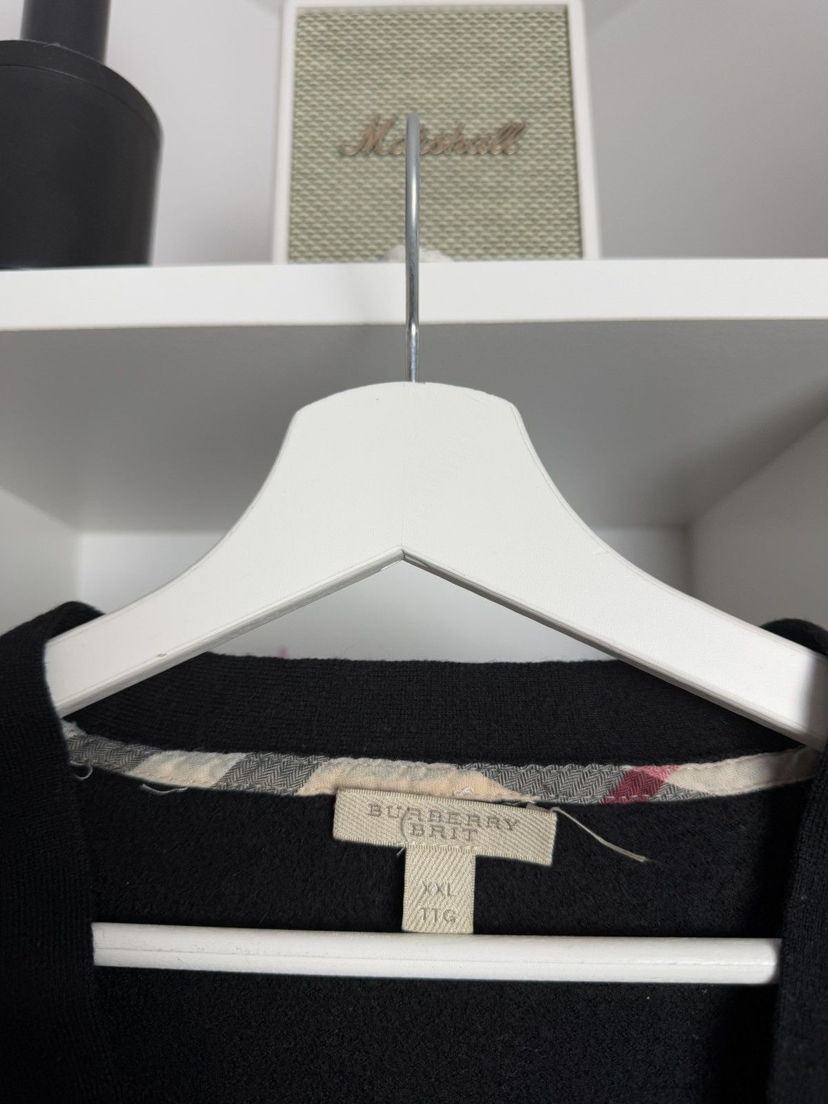 Burberry × Designer Burberry black merino wool nova check patch cardigan sweater Size XXL / US 16-18 / IT 52-54 - 3 Thumbnail