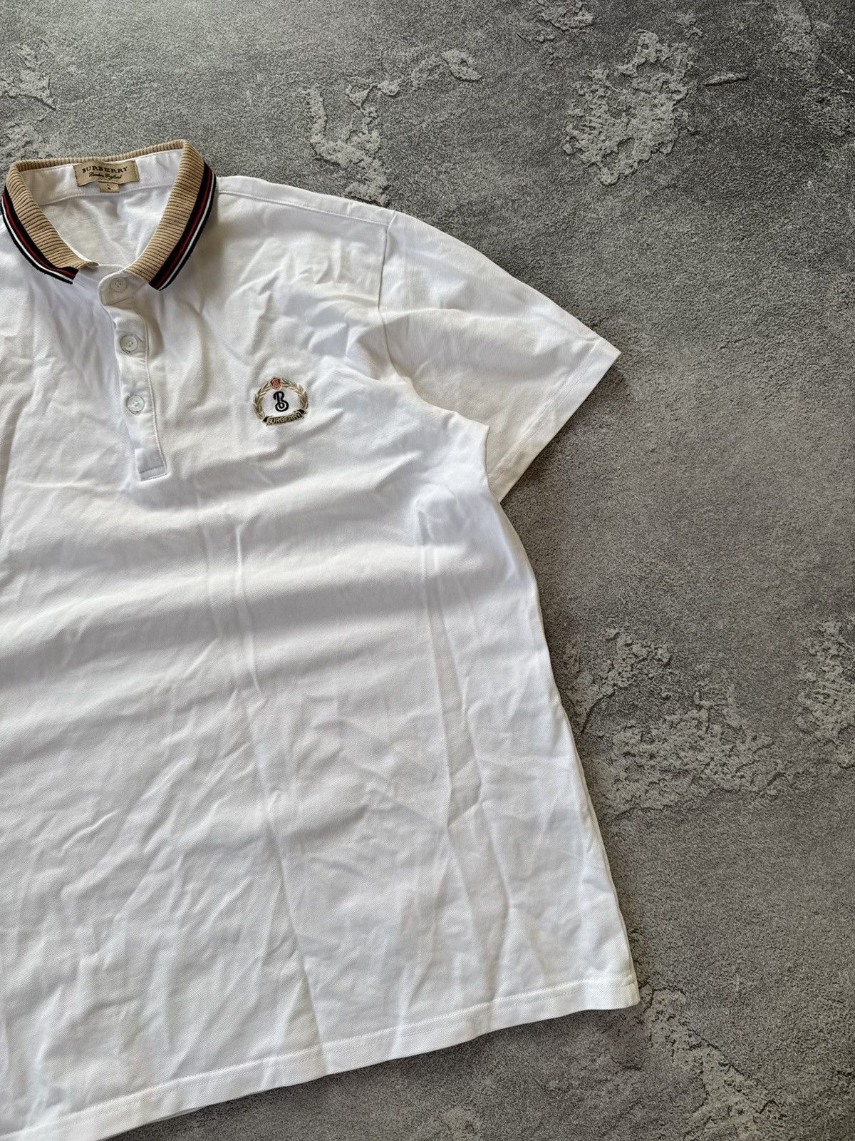 Burberry × Designer Burberry L white polo tee T-shirt old money Size US L / EU 52-54 / 3 - 6 Thumbnail