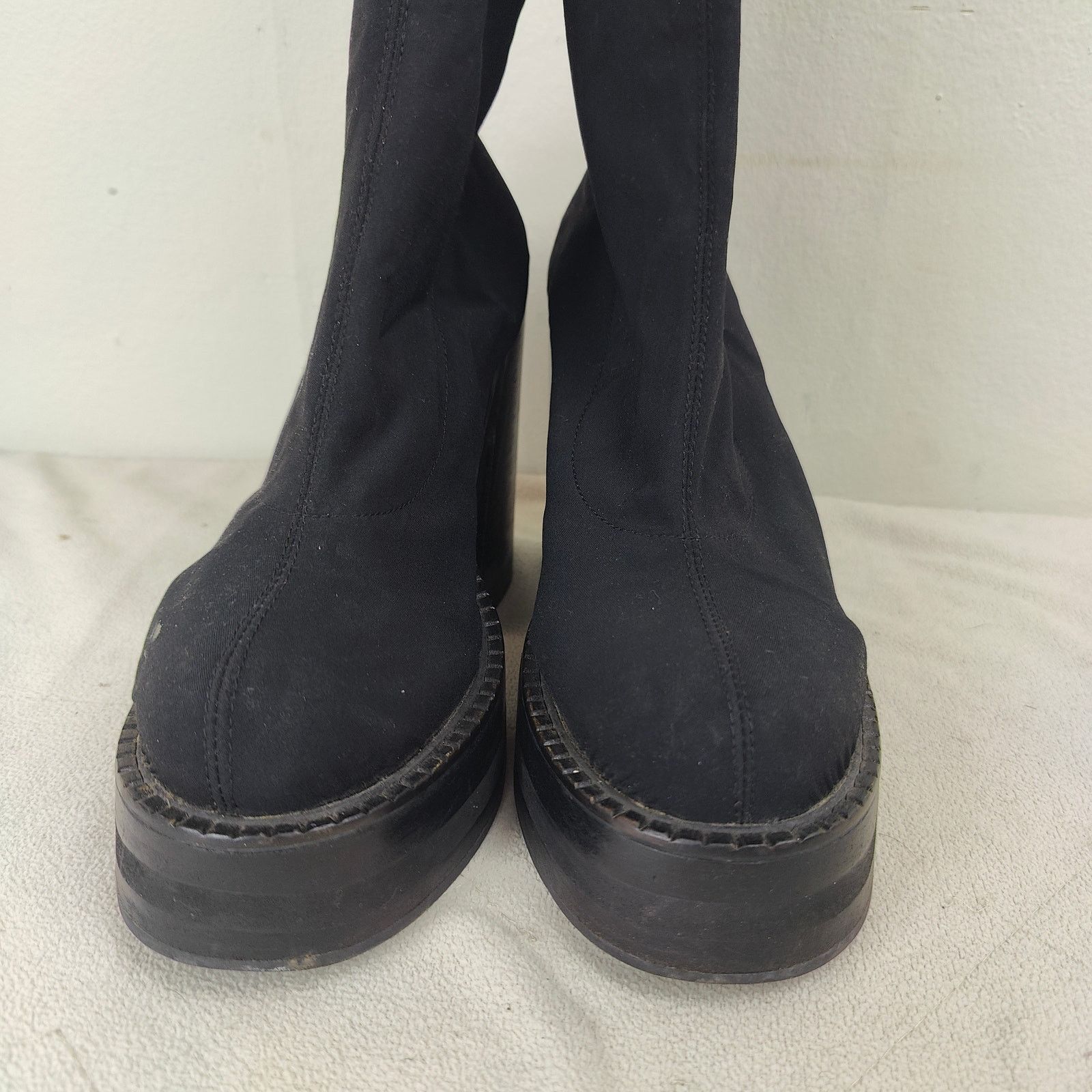 Other Vintage Y2K Destroy Chunky Boots Womens 37 38 Black Sock Size US 8 / IT 38 - 6 Thumbnail