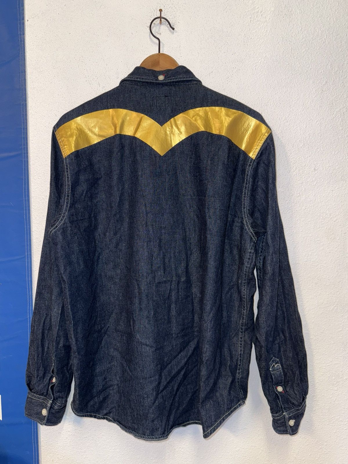 Evisu Vintage EVISU LONG SLEEVE JAPANESE DARK BLUE DENIM BUTTON UP Size US XL / EU 56 / 4 - 1 Thumbnail