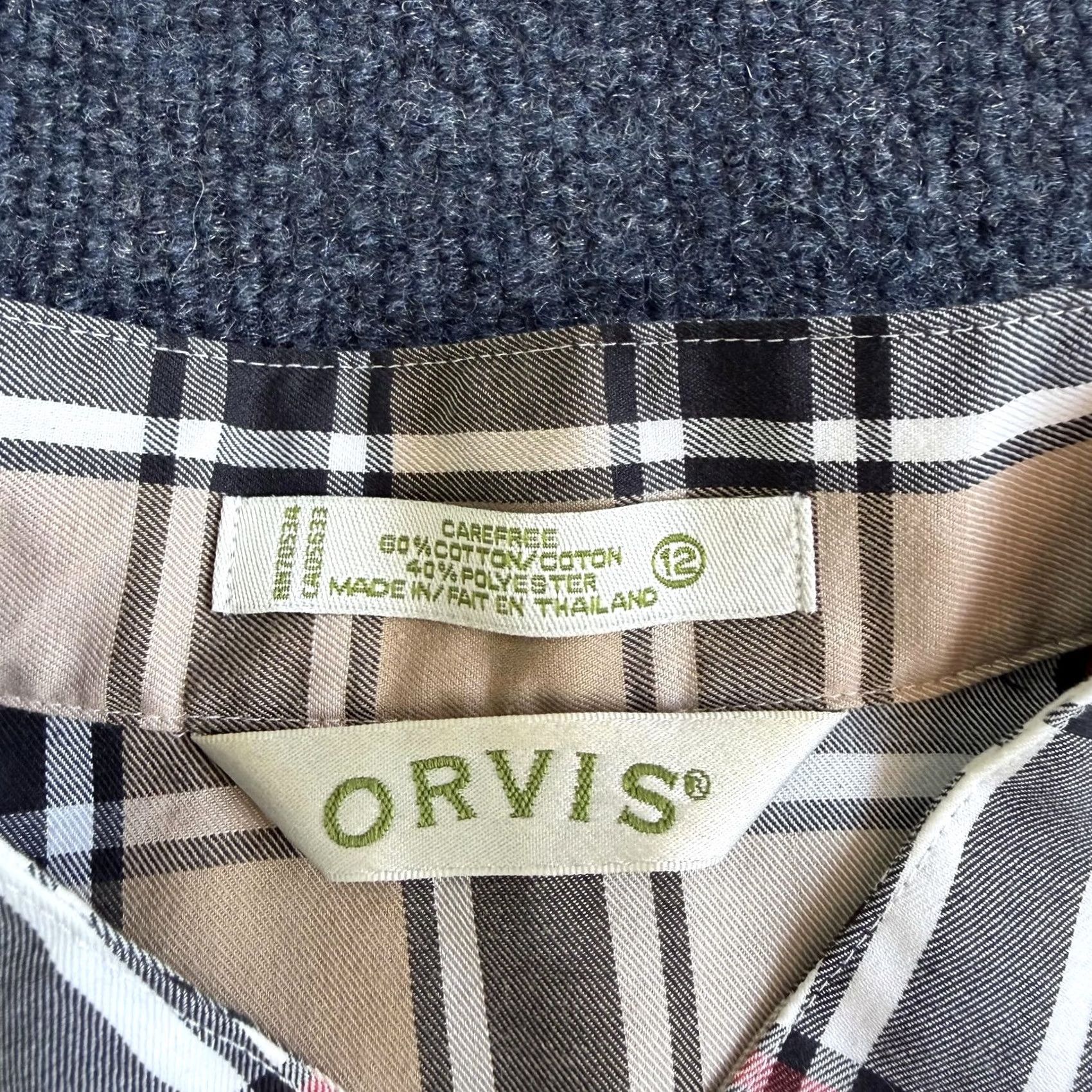 Orvis Orvis Button-Up Womens 12 Beige Plaid Long Sleeve Collared Basic Shirt - Gently Used Size XL / US 12-14 / IT 48-50 - 3 Thumbnail