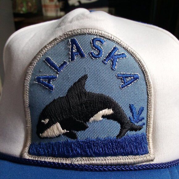 Other Vintage Alaska Killer Whale Orca Patch Snap Trucker Hat Size ONE SIZE - 2 Thumbnail