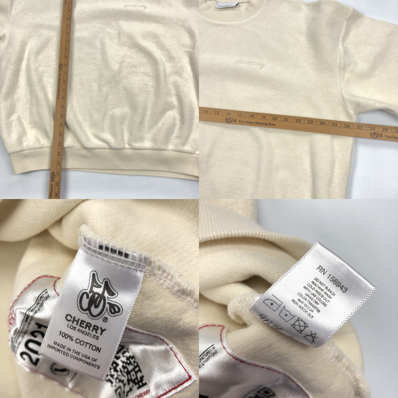 Vintage Cherry Los Angeles Men's XL Cream Embroidered Crew Neck Sweatshirt Pullover USA Sweatshirt Size US XL / EU 56 / 4 - 8 Thumbnail