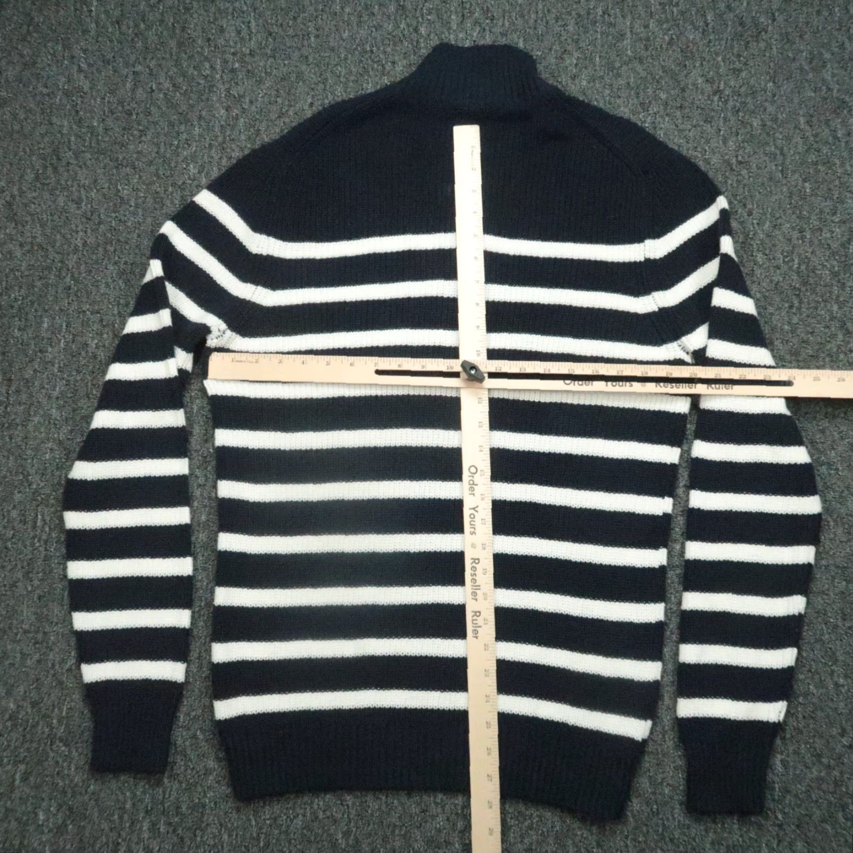 CO VINTAGE Collars & Co Sweater Mens M Blue White Striped Mockneck Pullover Old Money Size US M / EU 48-50 / 2 - 6 Thumbnail