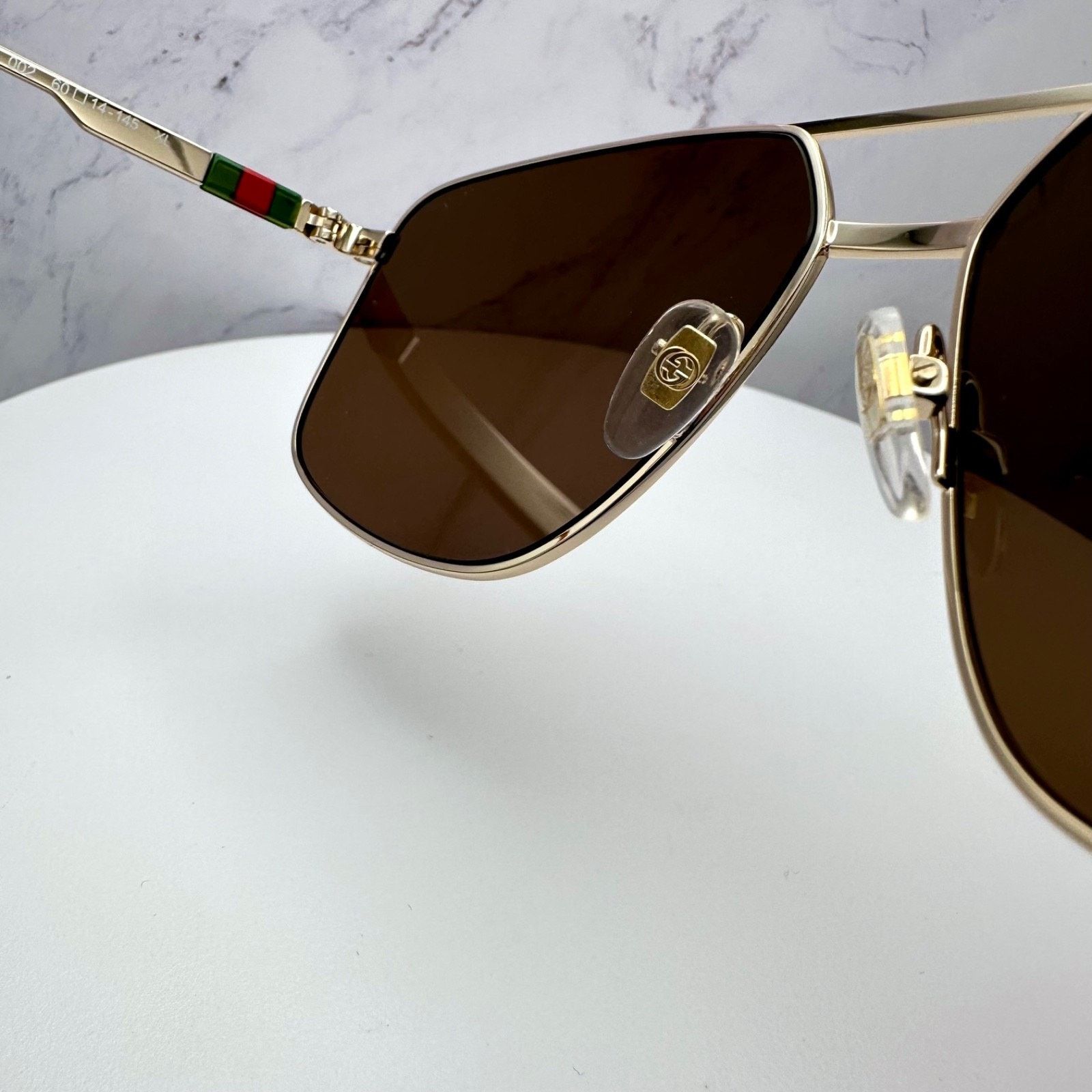 Gucci New GUCCI Sunglasses Gold Metal Aviator Pilot Web Logo Size ONE SIZE - 10 Thumbnail