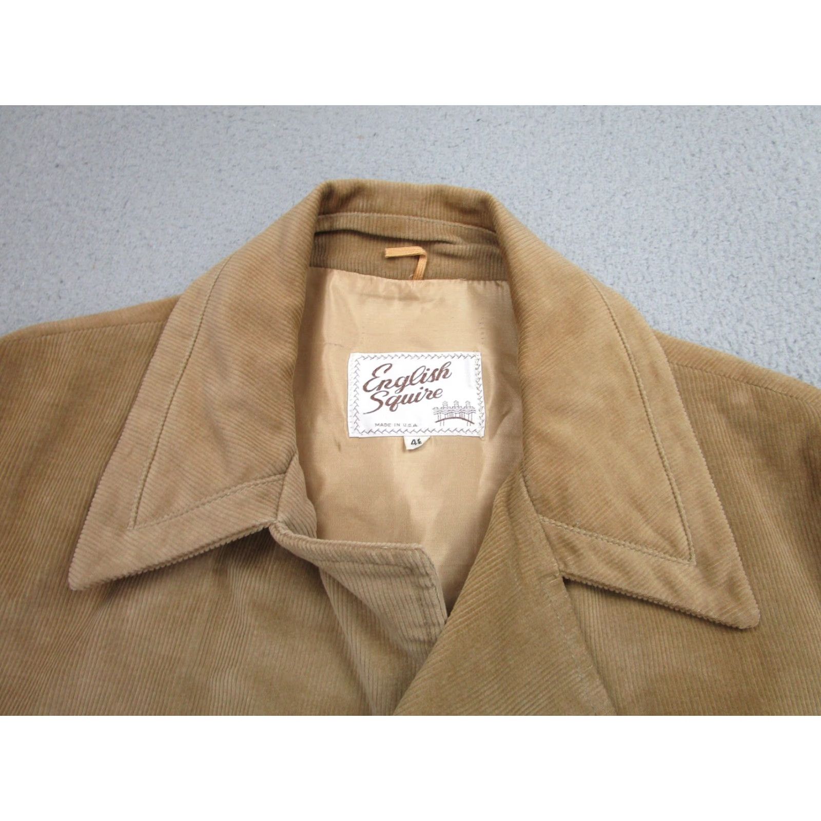 Vintage VINTAGE English Squire Overcoat Mens 48 Beige Corduroy Car Coat Lined Made in USA Size US M / EU 48-50 / 2 - 5 Thumbnail