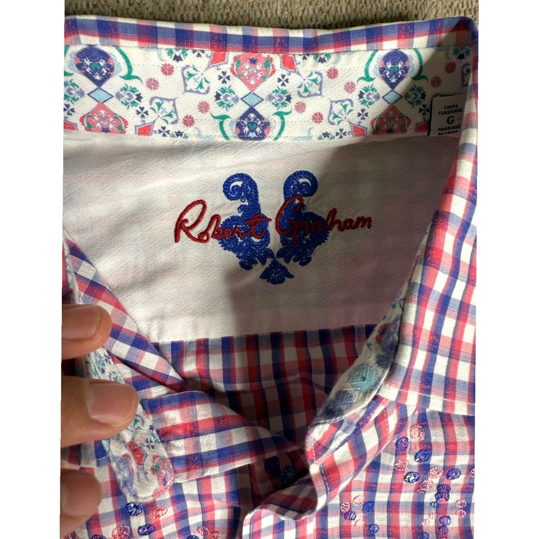 Robert Graham Robert Graham Button-Down Shirt Plaid Embroidered Long Sleeve Red Large Size US L / EU 52-54 / 3 - 2 Thumbnail