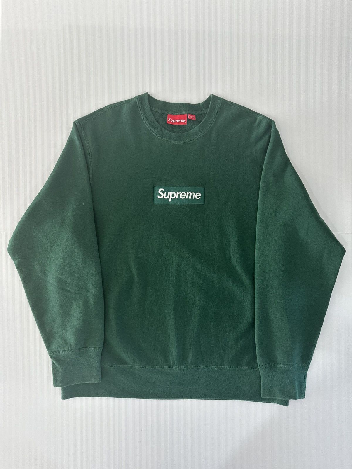 Supreme Supreme Box Logo Crewneck Dark Green (FW18) Size US L / EU 52-54 / 3 - 3 Thumbnail