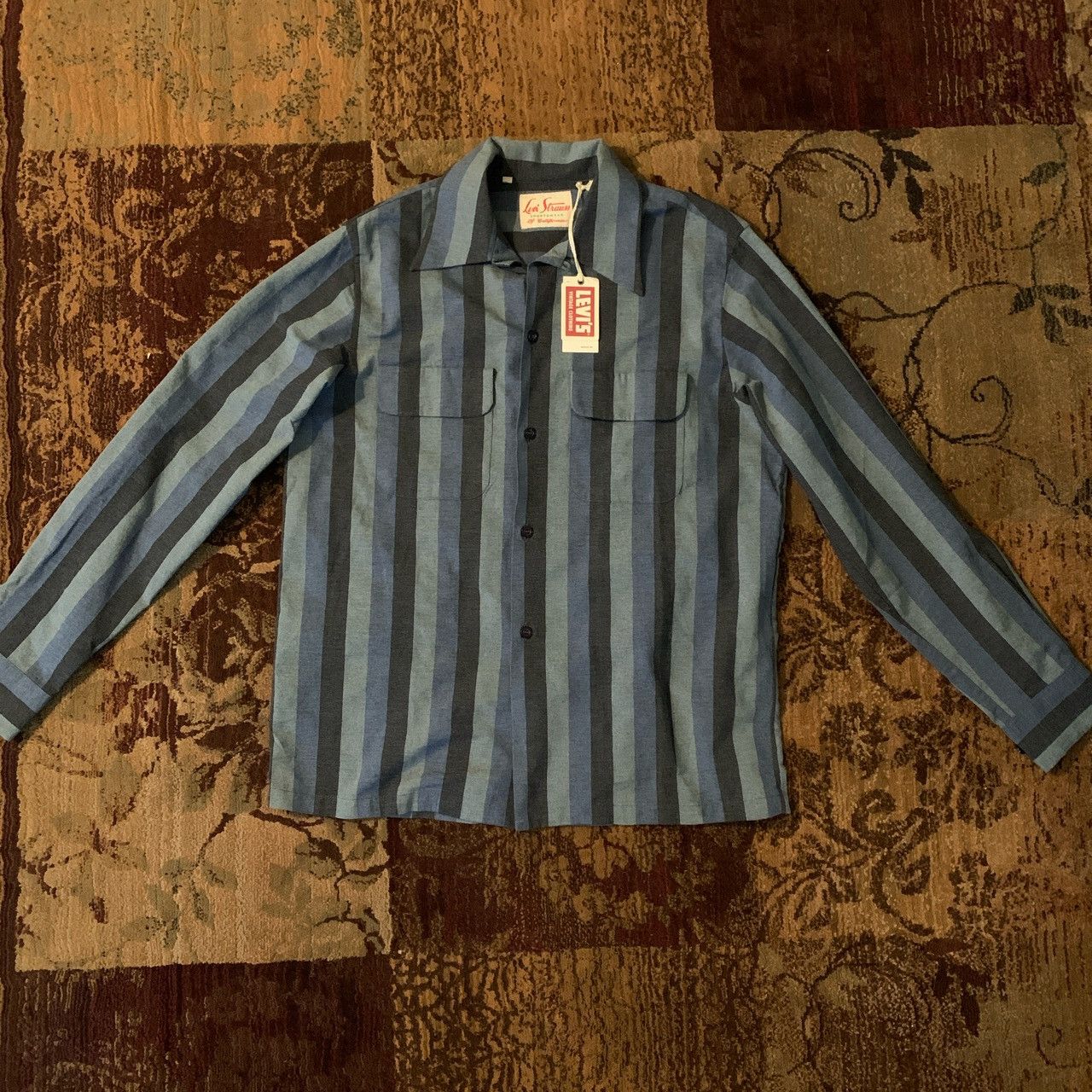 image of Levis Vintage Clothing Levi's Lvc Vintage 1950’S Sportswear Blue Tonal Shirt in Black Blue (Size Sm