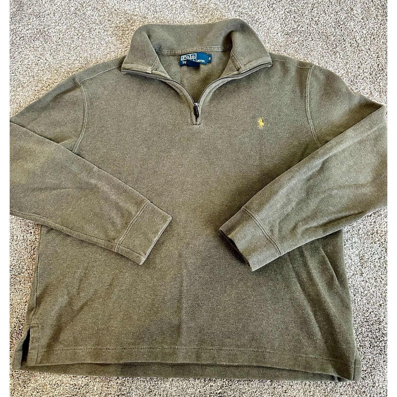 Polo Ralph Lauren Polo Ralph Lauren Green 1/4 Zip Cotton Pullover Sweater S Size US S / EU 44-46 / 1 - 1 Thumbnail