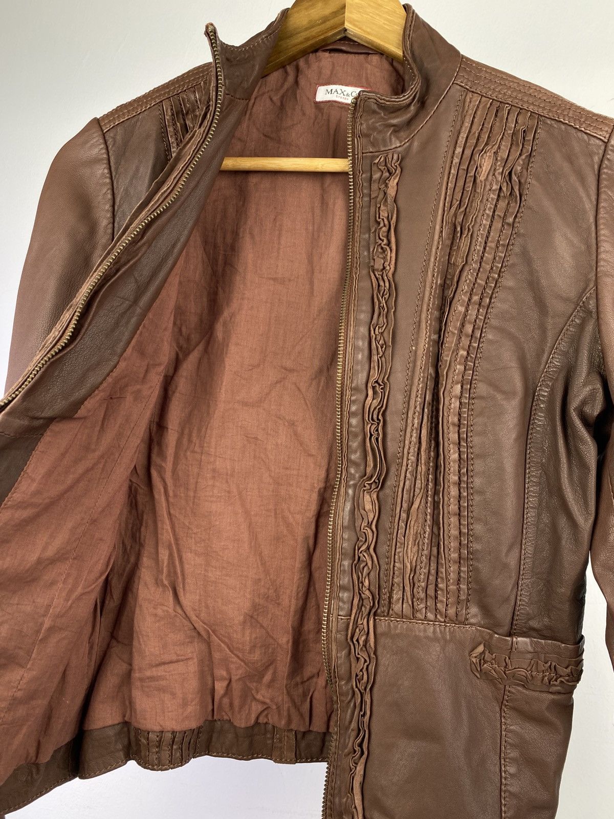 Max Mara Max Mara Lamb Leather Fitted Jacket Brown Luxury Size XS / US 0-2 / IT 36-38 - 13 Thumbnail