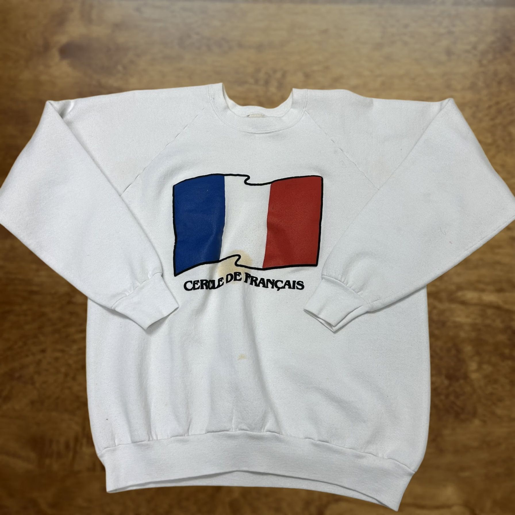 Fruit Of The Loom VINTAGE Fruit Of The Loom Sweatshirt Mens 2XL White French Flag Crewneck Graphic Size US XXL / EU 58 / 5 - 1 Thumbnail