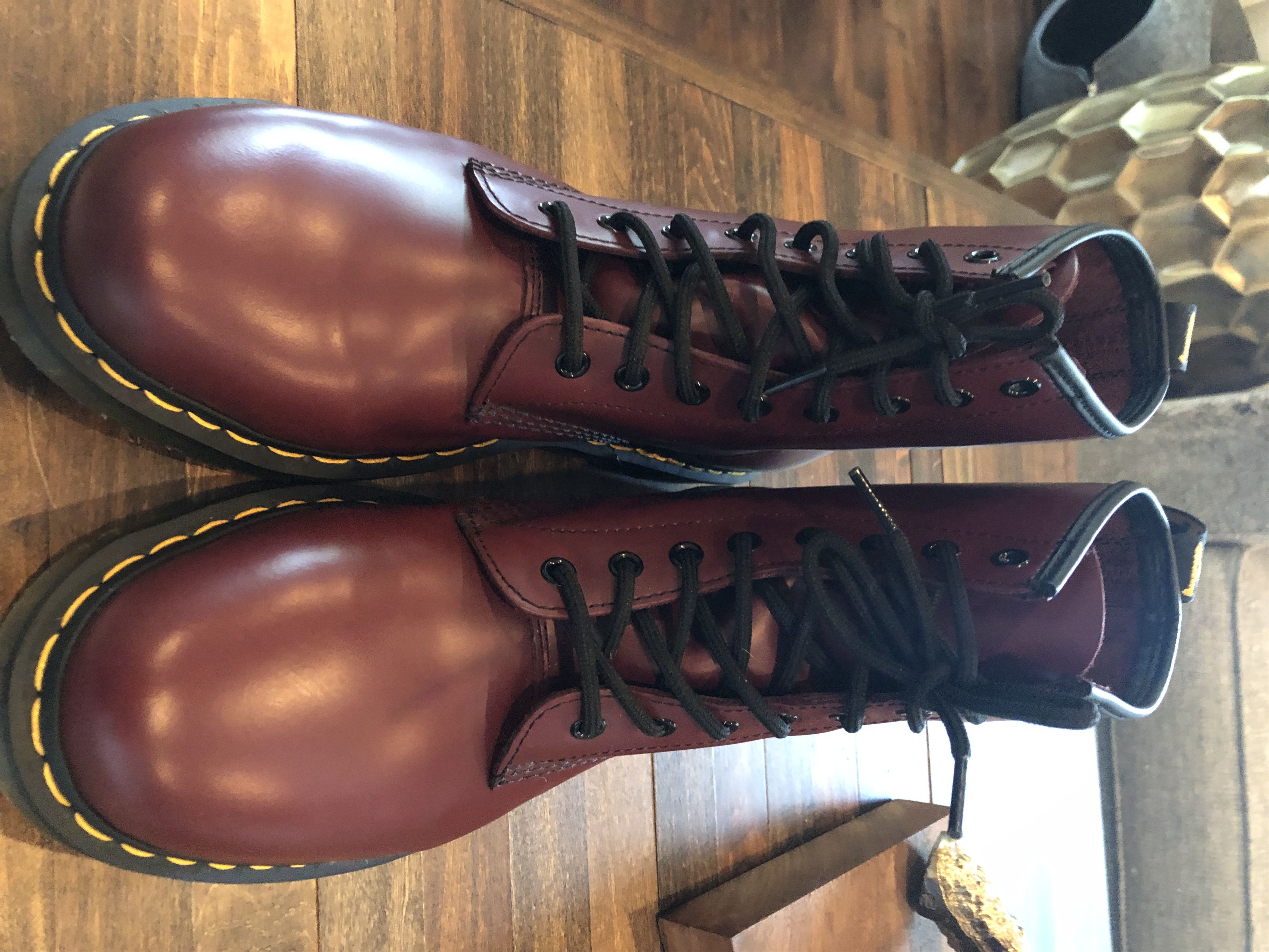 Marten Cherry Red 1460 Smooth Leather Boots Size 10