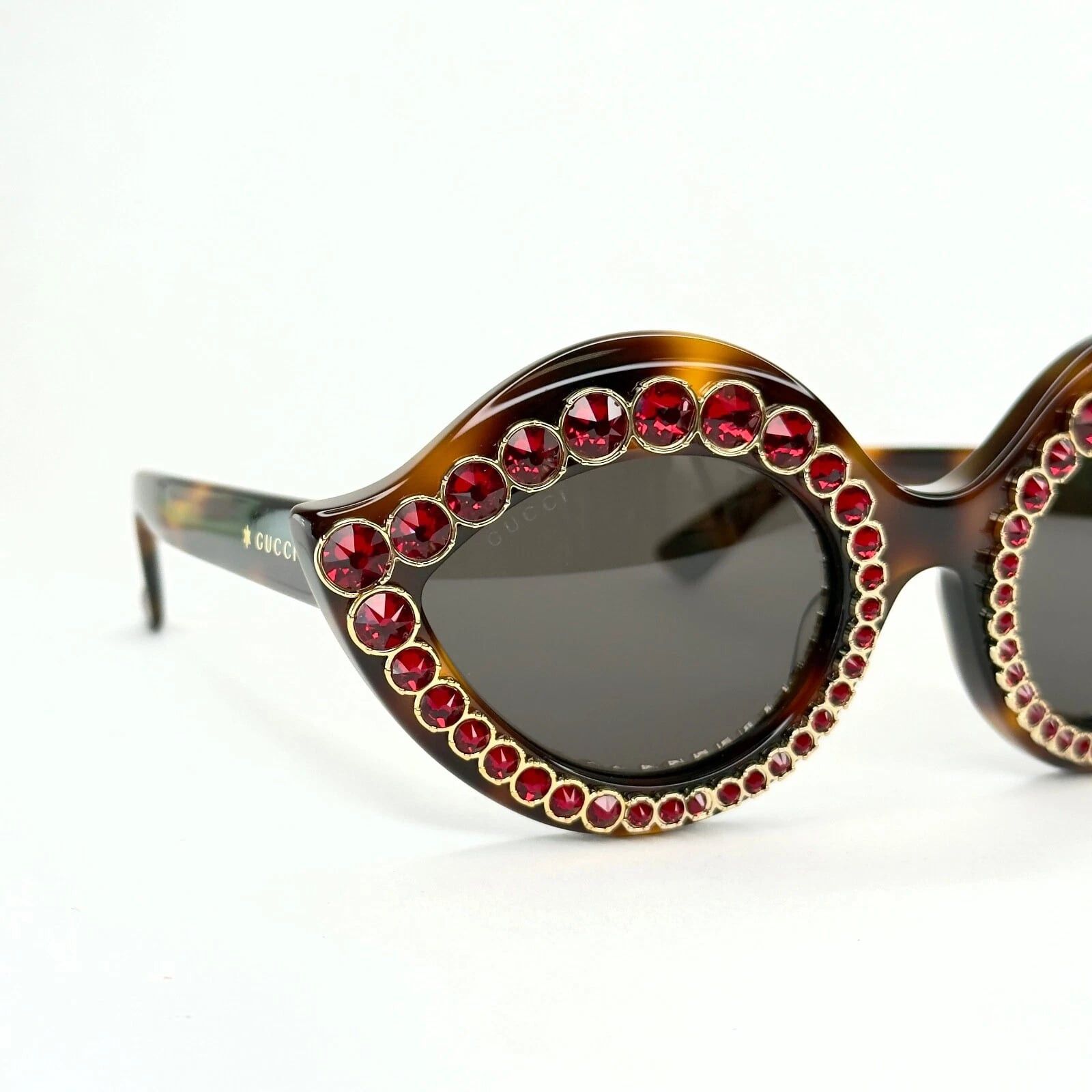 Gucci GUCCI GG0045S CRYSTAL 0045 LIPS Cat Eye Havana Sunglasses Size ONE SIZE - 5 Thumbnail