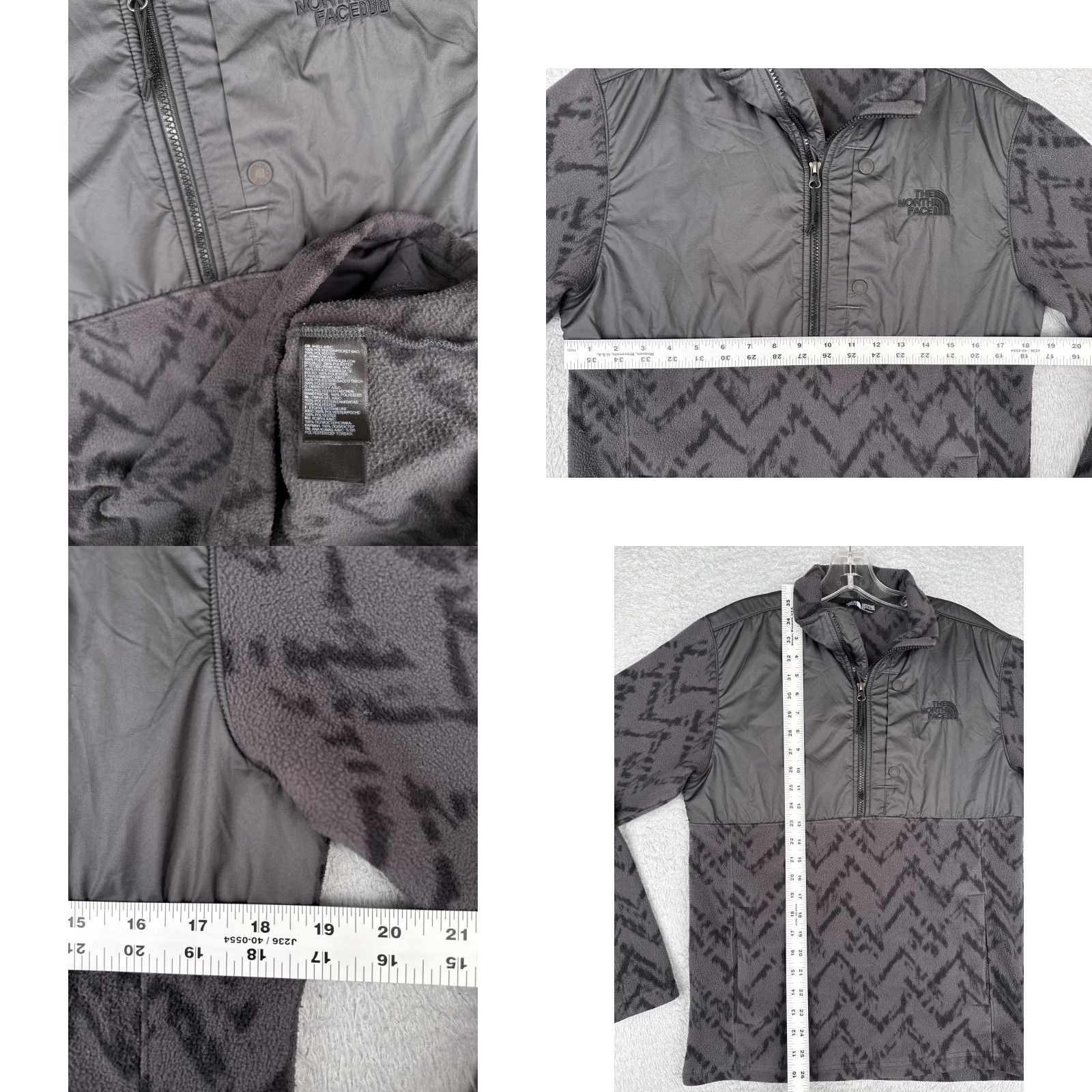 The North Face The North Face Pullover Mens Small Gray Black Fleece 1/4 Zip Nylon Yoke Print Sweatshirt Size US S / EU 44-46 / 1 - 8 Thumbnail