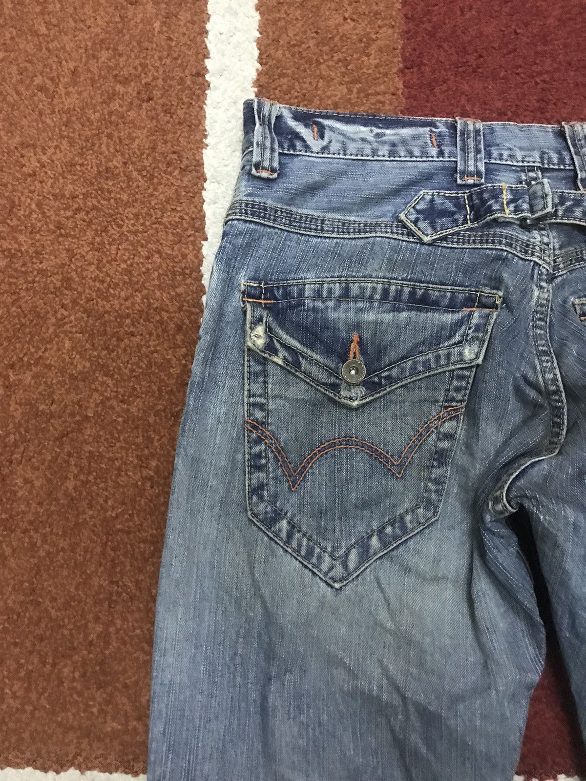 Edwin Flare EDWIN XVS Cinch Back Distressed Denim Size US 31 - 15 Thumbnail