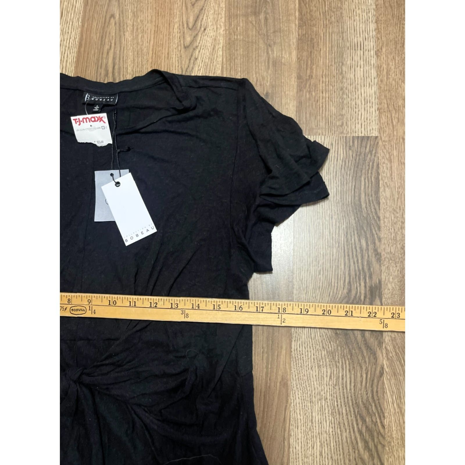 Vintage Bobeau Shirt Womens Large Black Tie on Front Short Sleeve NWT Size L / US 10 / IT 46 - 5 Thumbnail