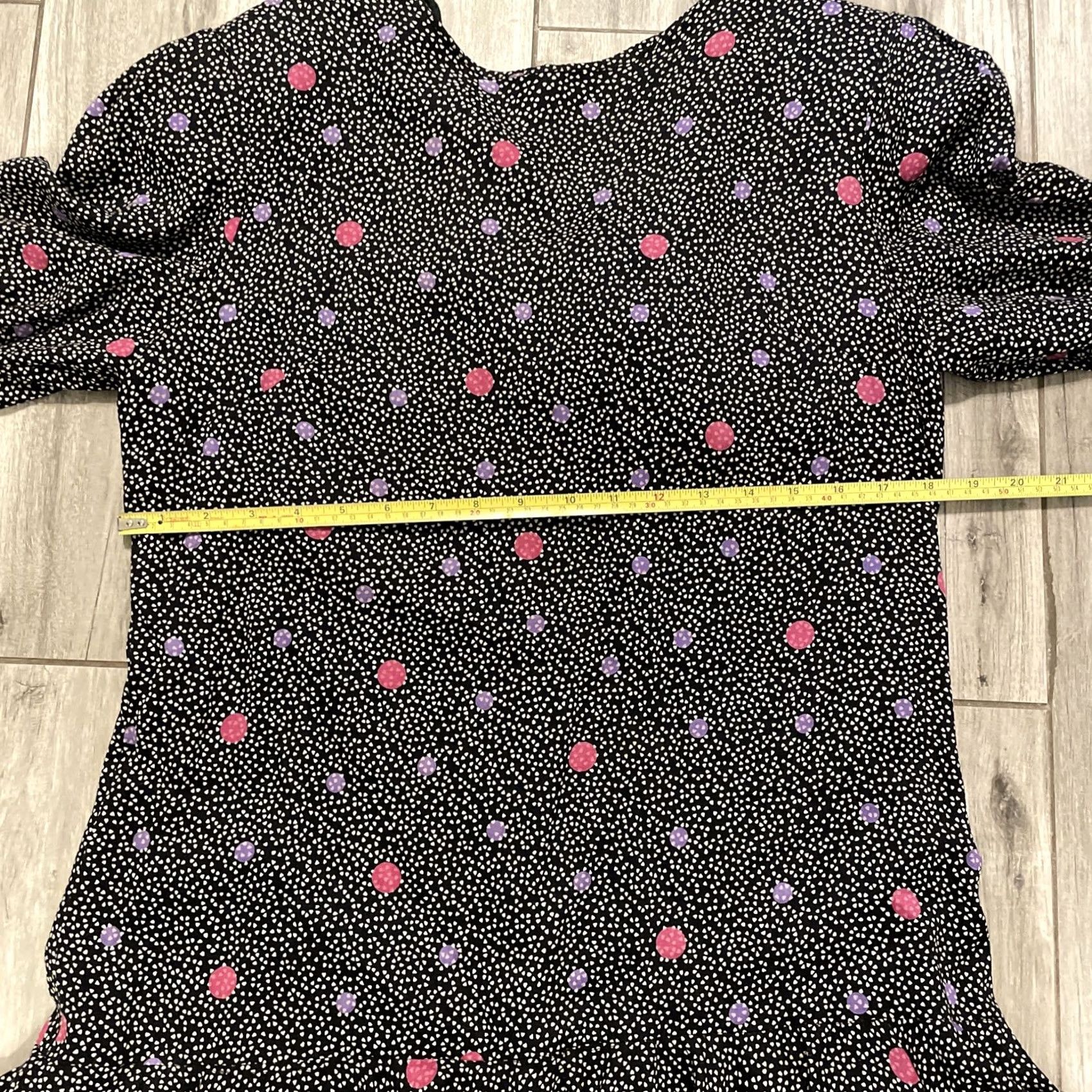 IWC Schaffhausen VINTAGE Jane Schaffhausen Belle France Polk Dot Prairie Dress Size 12 Long Sleeve Knee Length Black Rayon Zipper Pocket Fit & Flare Woman Casual Size XL / US 12-14 / IT 48-50 - 5 Thumbnail