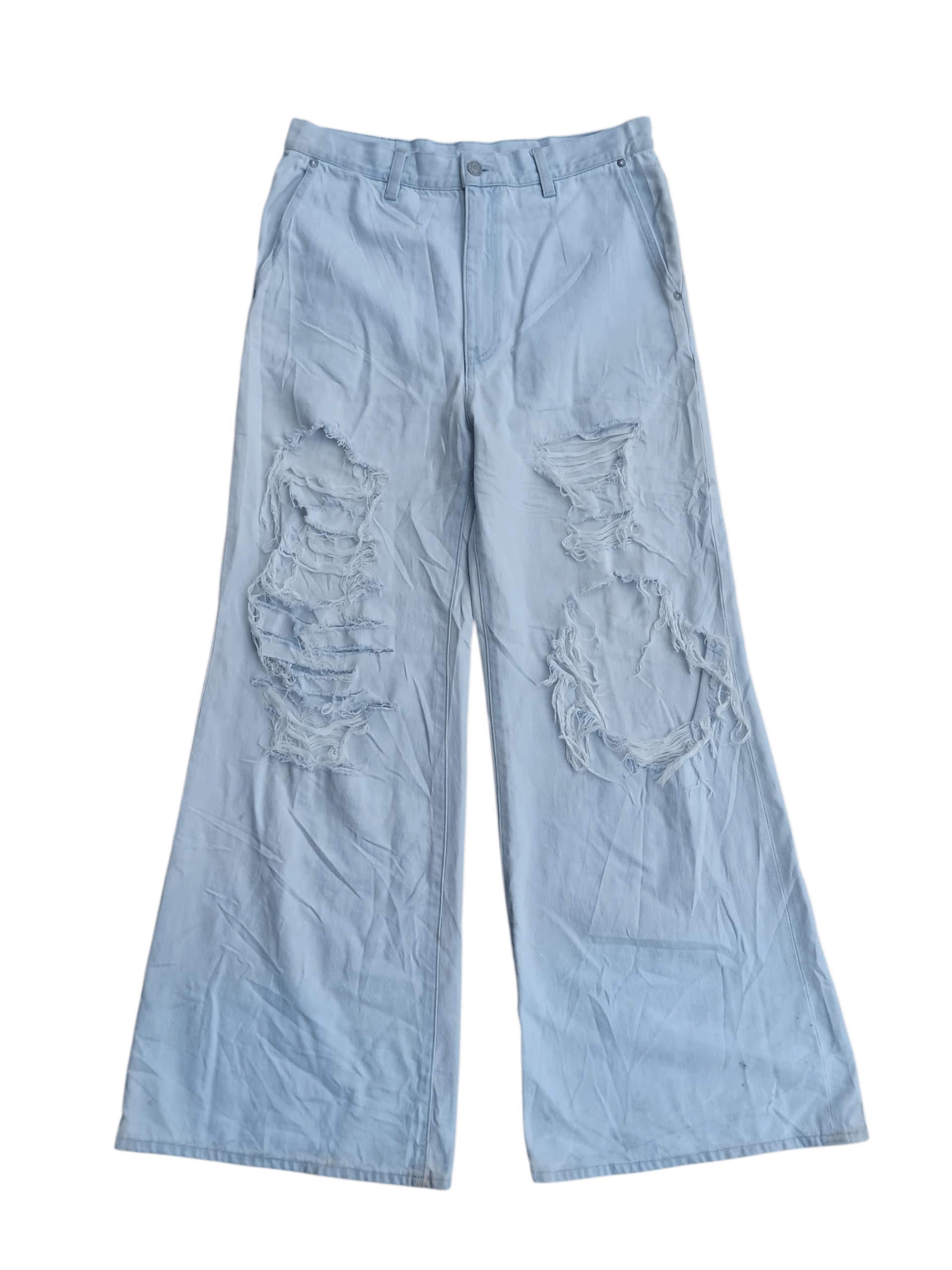 Lad Musician 🤝NEED GONE🤝Splatter distressed baggy light blue jeans Size US 32 / EU 48 - 1 Thumbnail