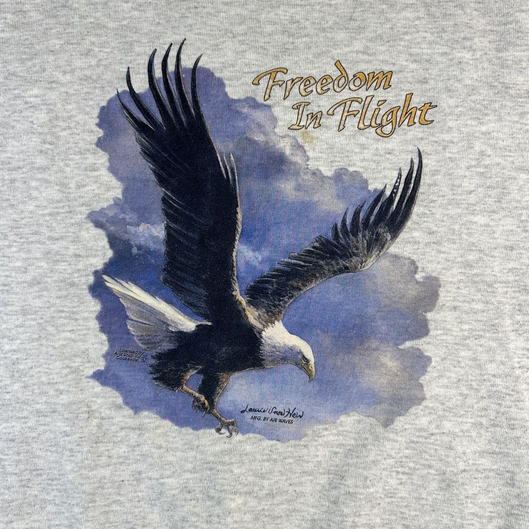 Vintage VINTAGE Platinum Sweats Sweatshirt Mens M Gray Bald Eagle 90s USA Freedom In Flight Graphic Print Size US M / EU 48-50 / 2 - 3 Thumbnail