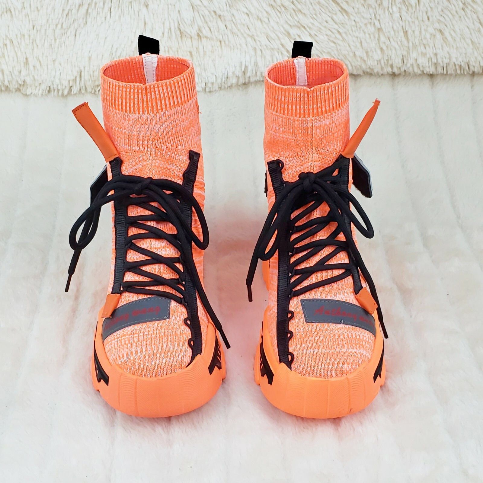 Other Wang Damson Pull On Knit Platform Sneaker Boots 4" Hidden We Size US 8.5 / IT 38.5 - 8 Thumbnail