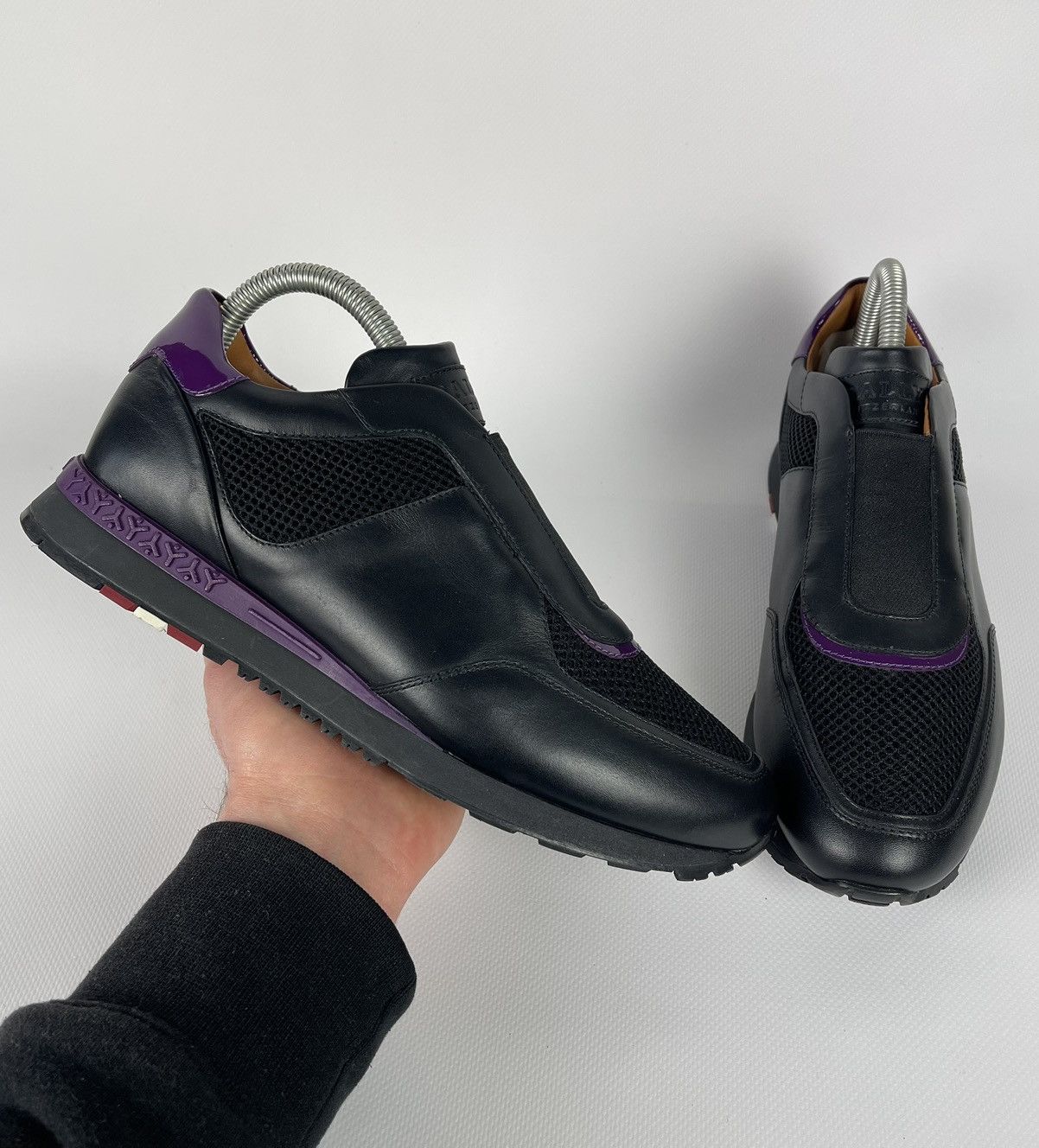 Designer Bally Asala Leather Low Top Sneakers Shoes Women Us8.5 Black