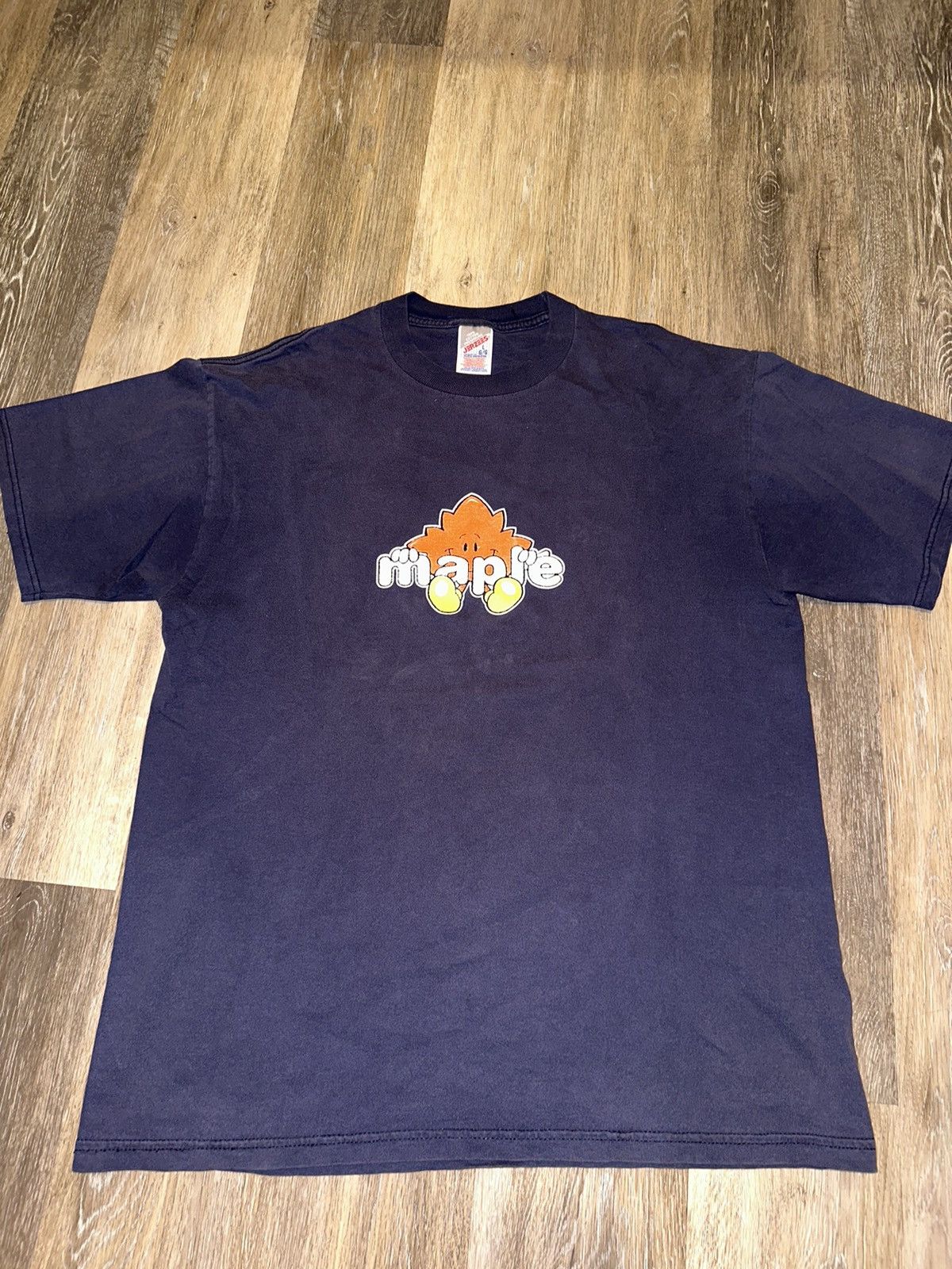 image of 90's Maple Skateboards Leaf Tee in Navy, Men's (Size Large)