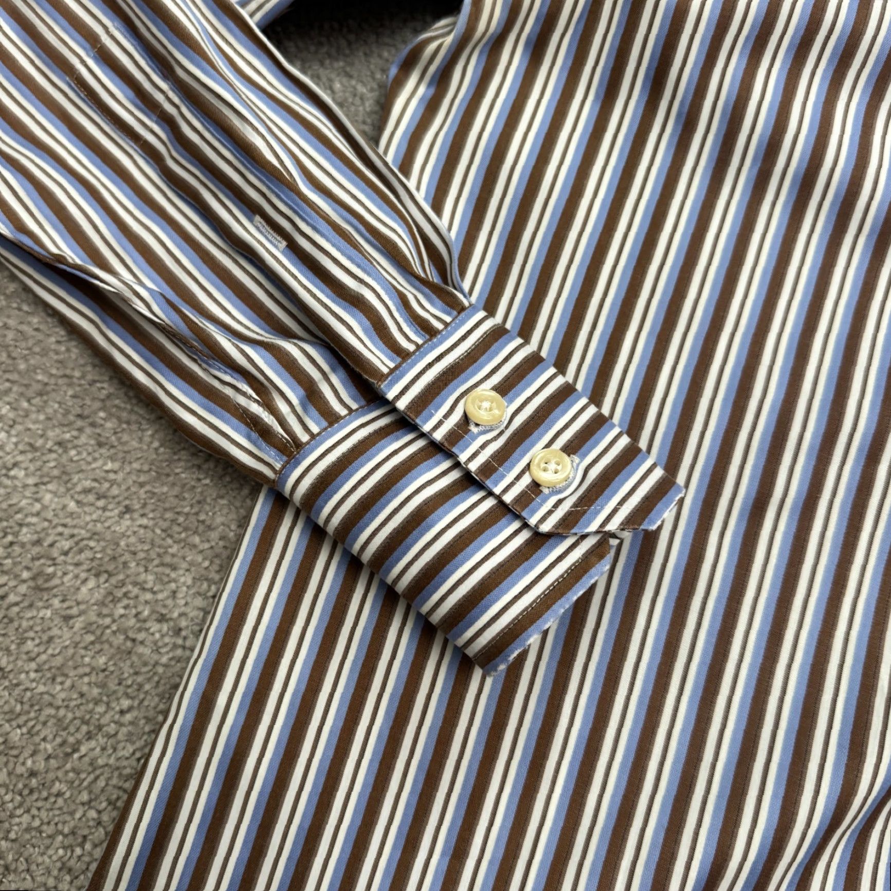 Ted Baker Ted Baker Endurance Button-Up Shirt Mens Regular Cotton Striped 14.5 Multicolor Brown Blue 90s Outdoor Preppy Shirt Size US S / EU 44-46 / 1 - 5 Thumbnail