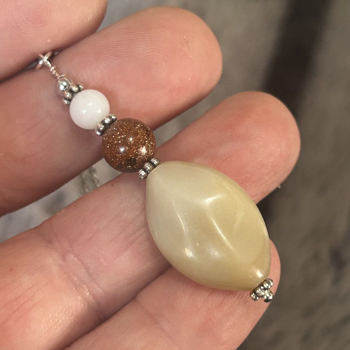 Handmade Handcrafted vintage goldstone beaded pendant necklace Size ONE SIZE - 1 Thumbnail