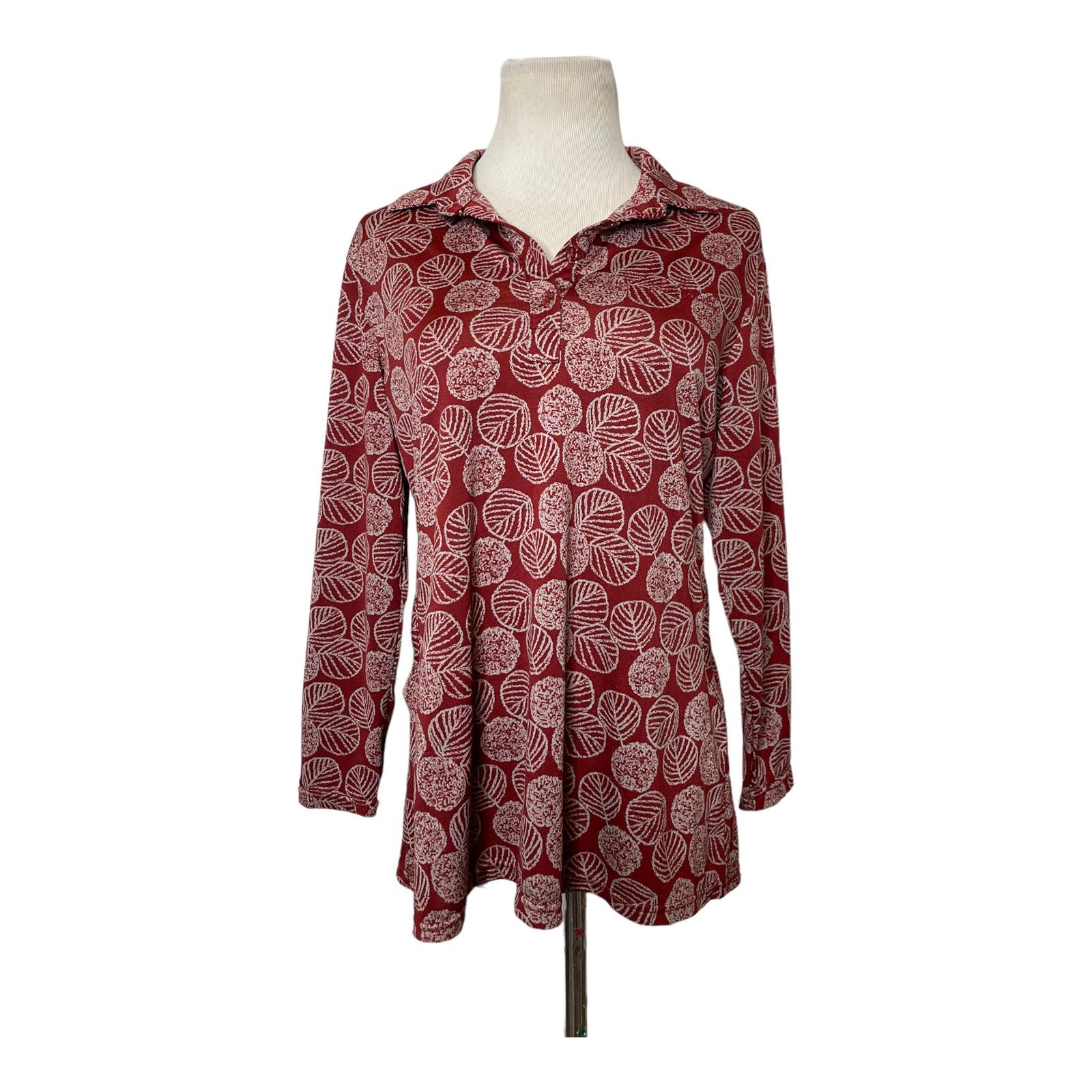 Vintage Vintage 3/4 sleeves leaves print red blouse size XL Size XL / US 12-14 / IT 48-50 - 5 Thumbnail