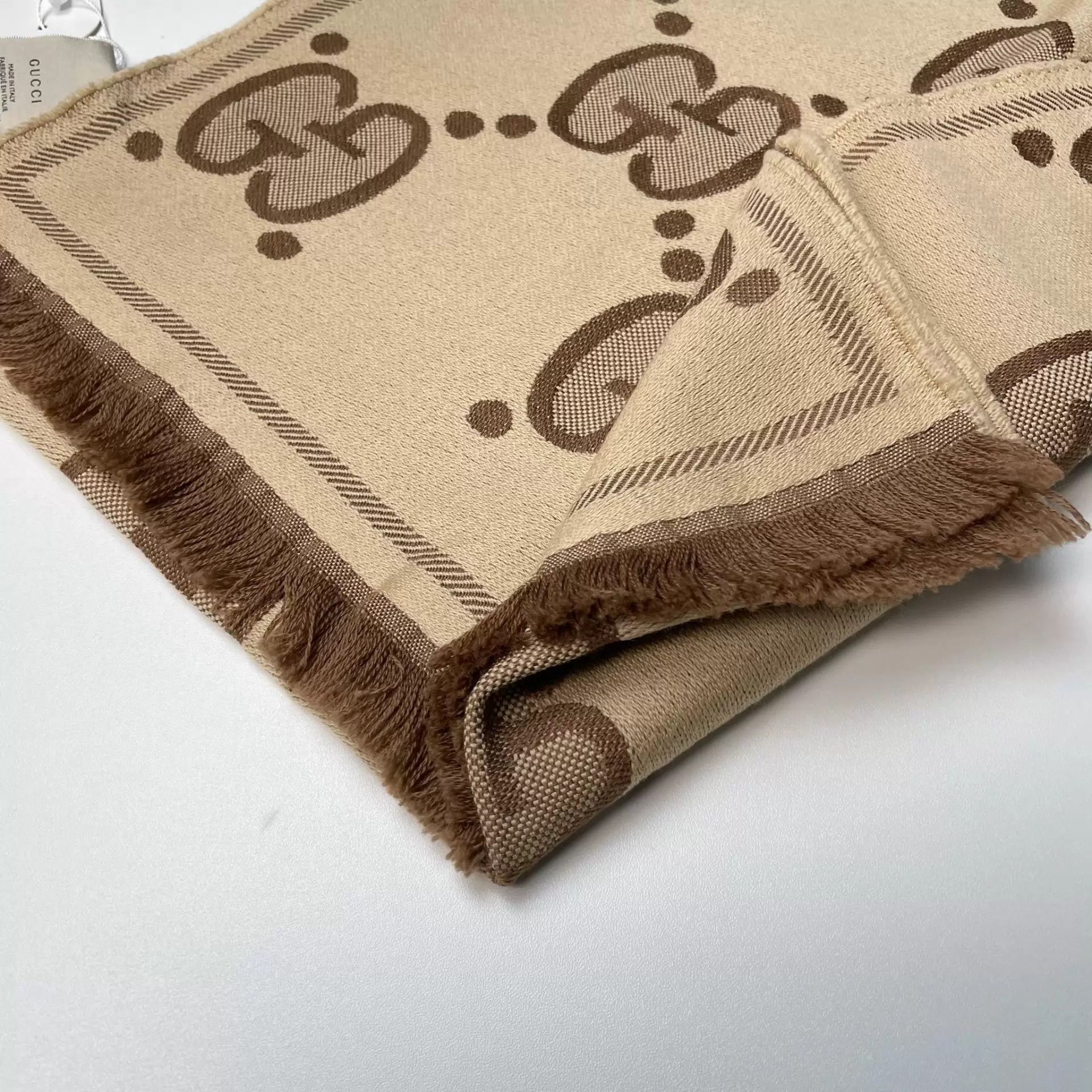 Gucci Gucci GG Monogram Wool Double Face Scarf Brown NWT 45x195 Size ONE SIZE - 8 Thumbnail