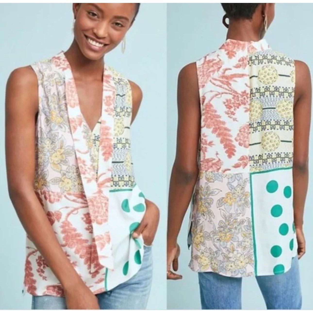 Anthropologie Anthropologie Moulinette Soeurs Patchwork Blouse XS Size XS / US 0-2 / IT 36-38 - 1 Thumbnail
