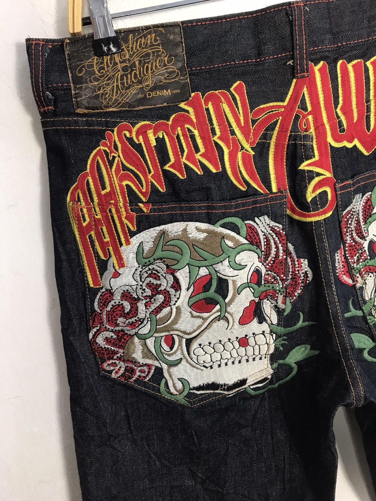 Christian Audigier Ed Hardy Denim Christian Audigier Embroidery Skull Bone Logo Size US 36 / EU 52 - 10 Thumbnail