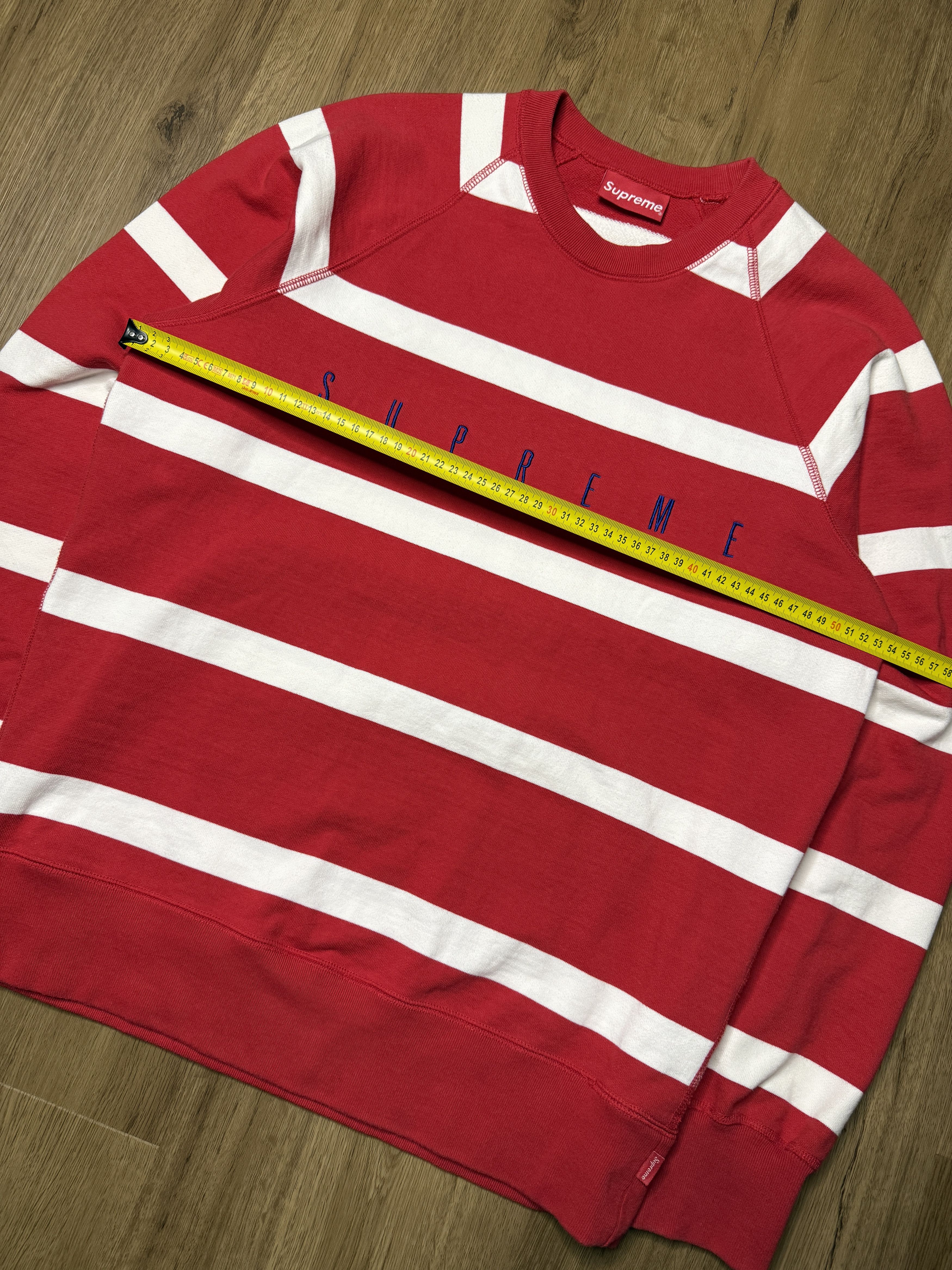 Supreme Supreme FW15 Striped Raglan Crewneck Red Size US M / EU 48-50 / 2 - 13 Thumbnail