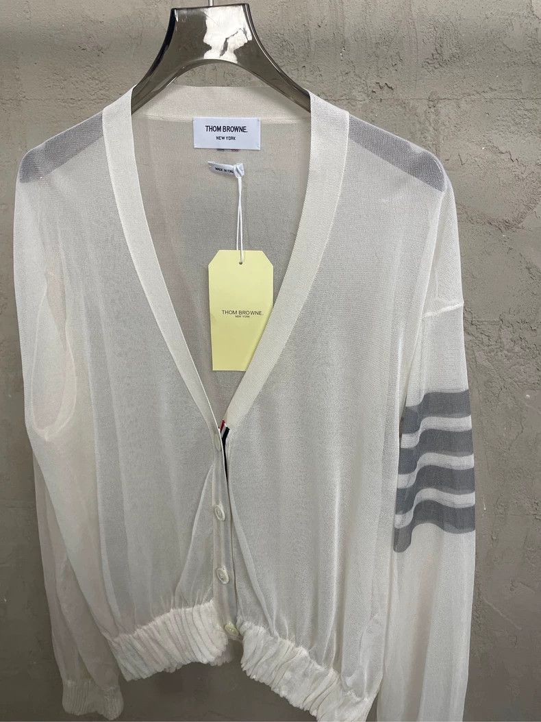 Thom Browne Thom Browne Beige silk summer series cardigan jacket 2506-N Size S / US 4 / IT 40 - 3 Thumbnail