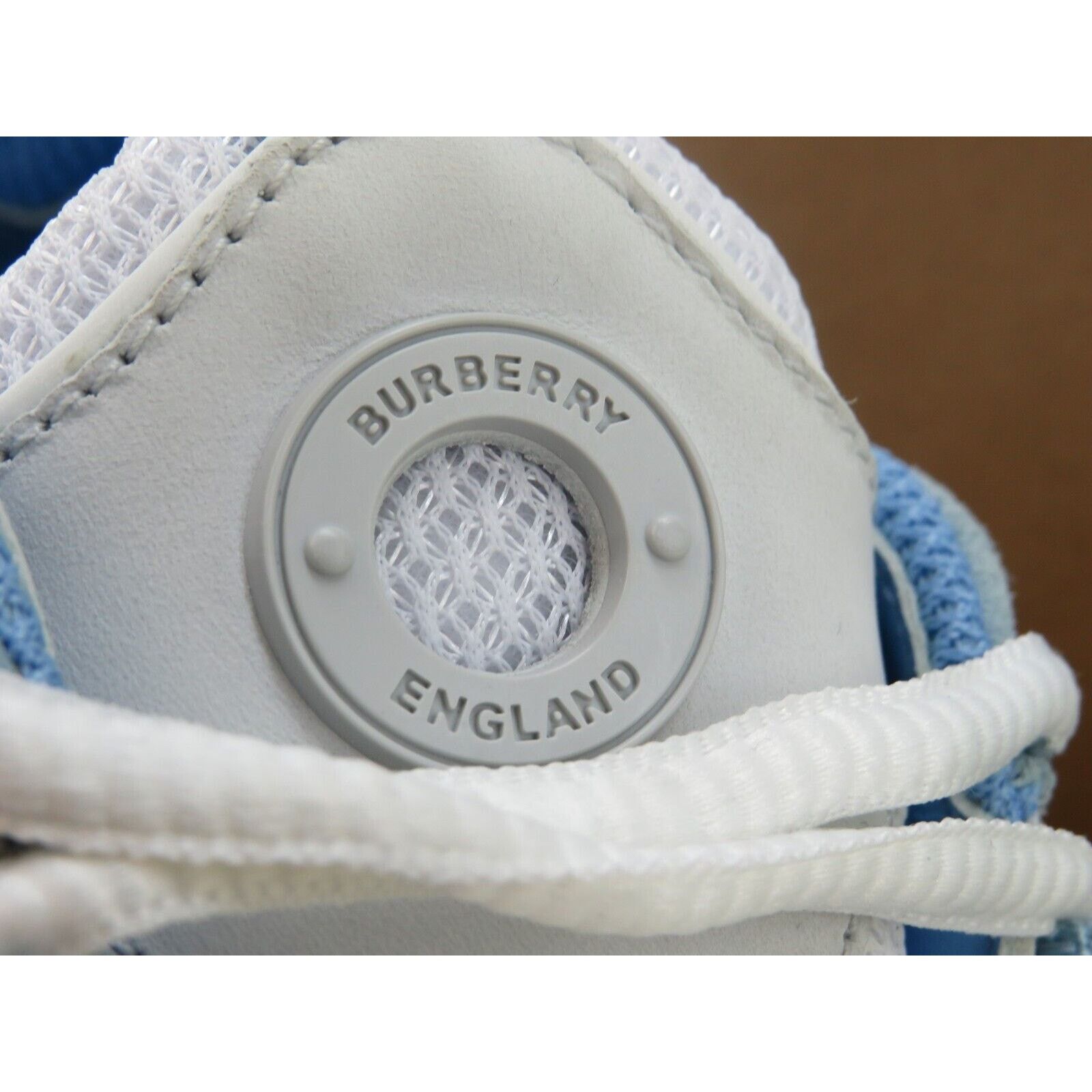 Burberry SEAN WHITE SUEDE MESH PALE BLUE LOGO LOW SNEAKERS 41 US 8 Size US 8 / EU 41 - 8 Thumbnail