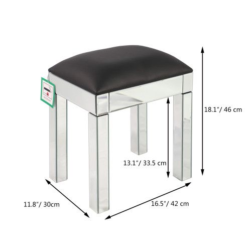 Designer × Homemade Mirrored Vanity Stool Makeup Bench with Pu Leather, Dressing Size US L / EU 52-54 / 3 - 4 Thumbnail