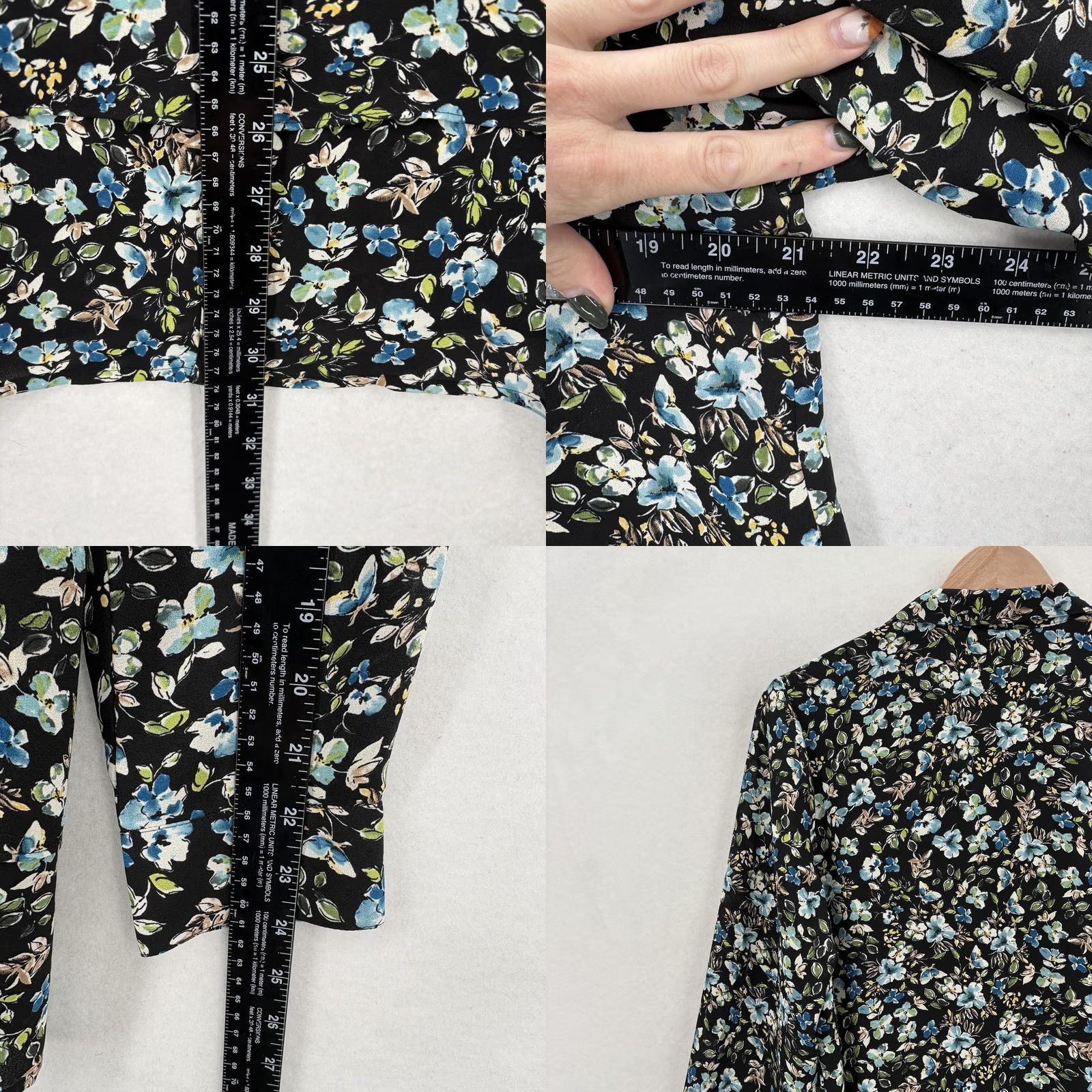 J. Jill J. Jill Tunic Top Womens Medium Black Floral Button Front Long Sleeve Shirt NWT Size M / US 6-8 / IT 42-44 - 8 Thumbnail