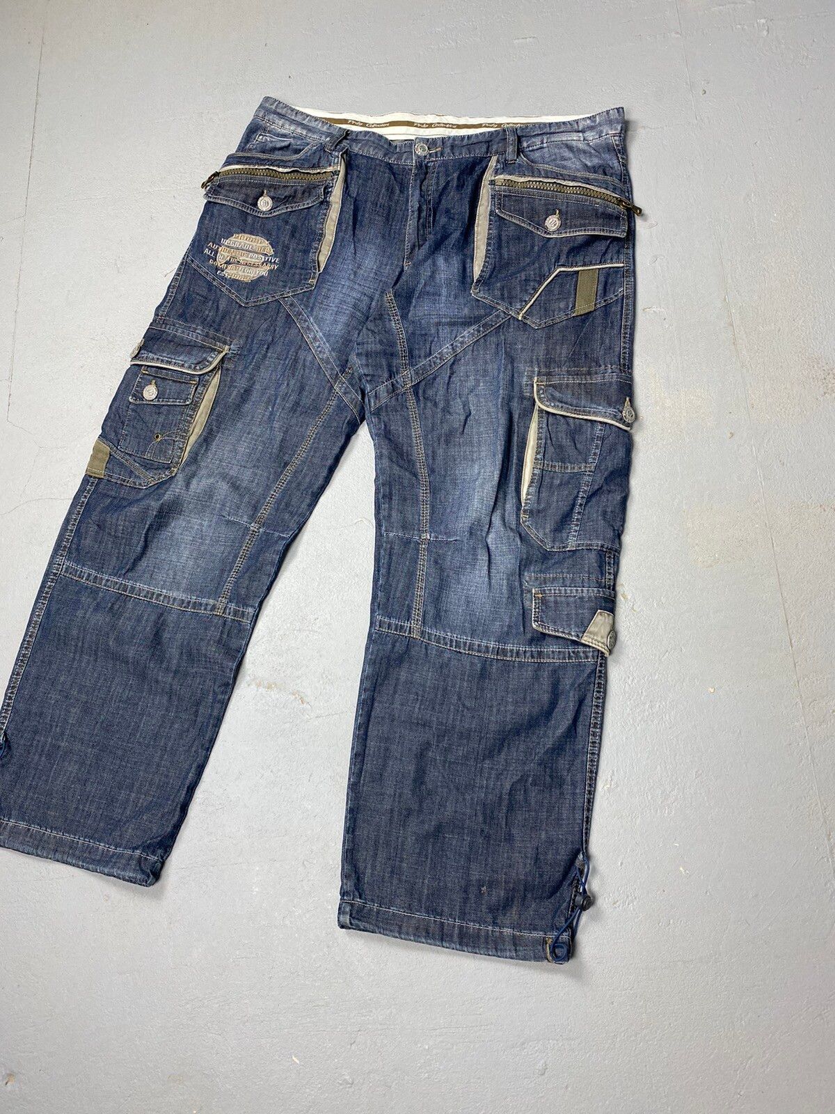 Pre-owned Distressed Denim X Jean Prodigy Vintage Multipocket Baggy Jeans Distressed Wide In Blue
