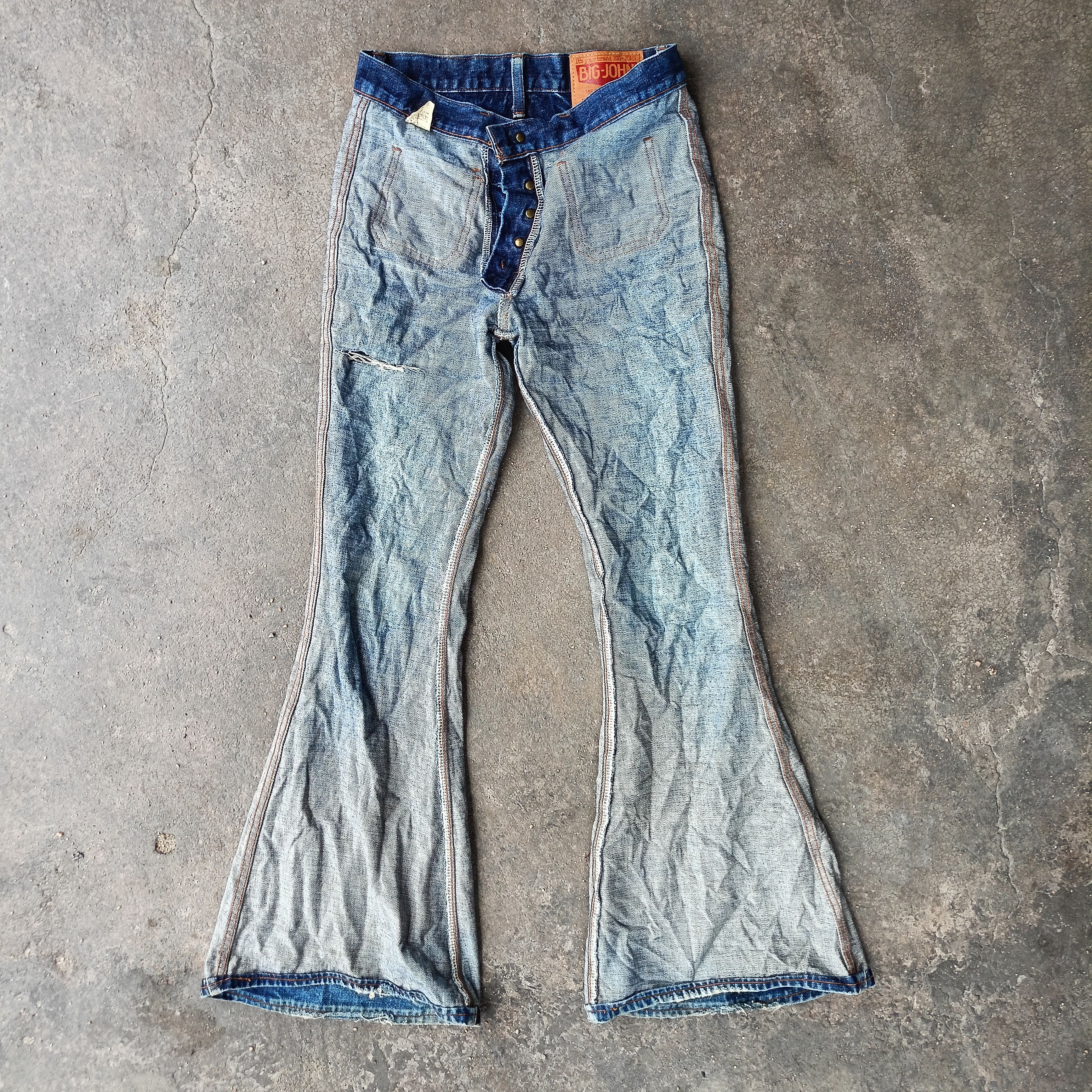 Japanese Brand Distressed boot Cut Vintage Big John Size 29" - 4 Thumbnail