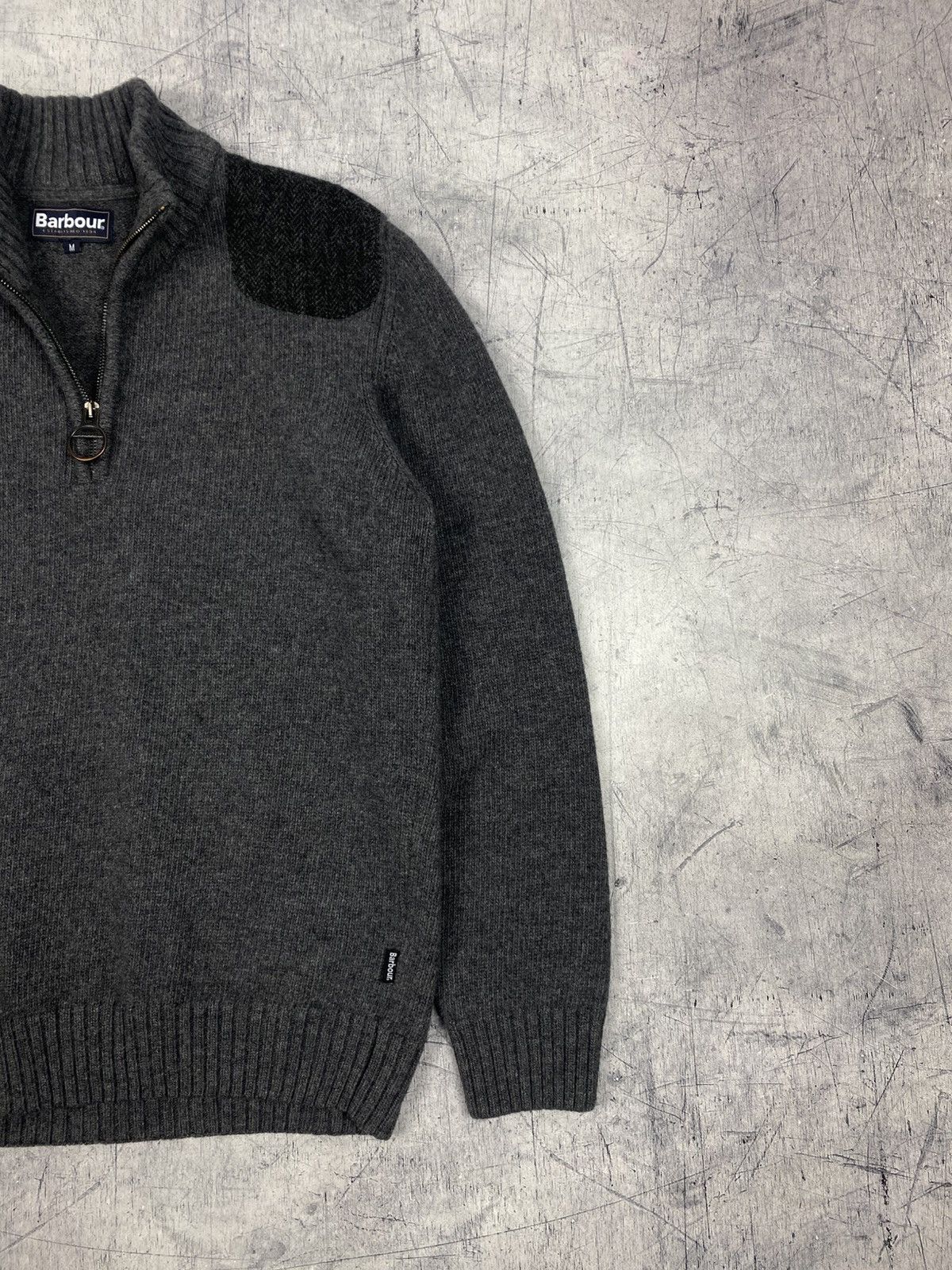 Barbour Barbour Wool Half Zip Sweater Elbow Patch Knit Grey Size M Size US M / EU 48-50 / 2 - 4 Thumbnail