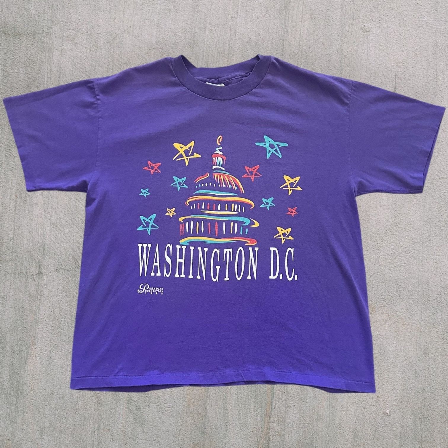 Hanes 1995 Washington DC purple art shirt Size US L / EU 52-54 / 3 - 1 Thumbnail