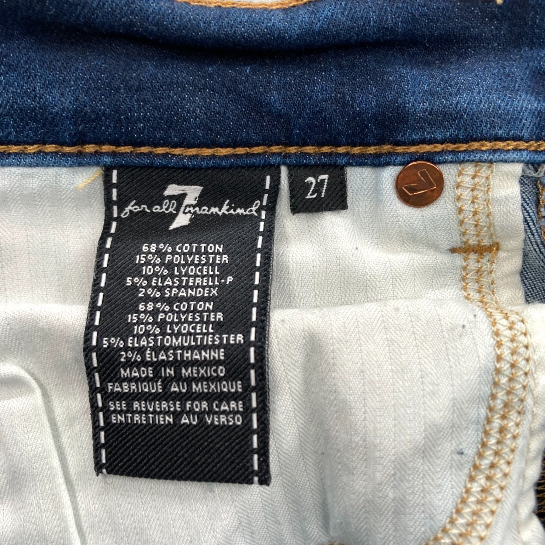 7 For All Mankind 7 For All Mankind Gwenevere Jeans Women's 27 Skinny Dark Wash Blue Stretch Denim Size 27" / US 4 / IT 40 - 5 Thumbnail