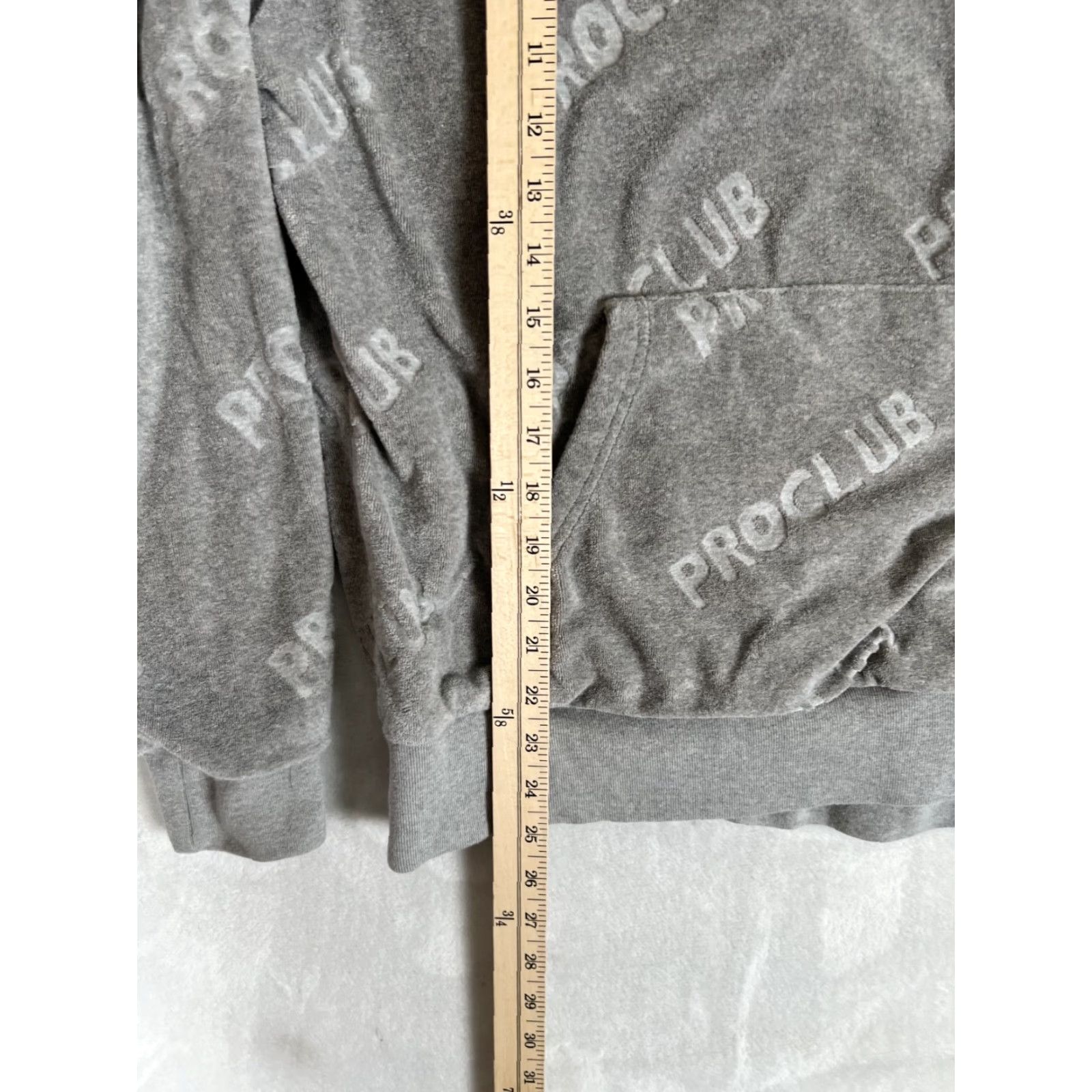 Vintage Pro Club Hoodie Mens Regular Size M Gray All Over Print Heavyweight Terry Fleece Full Zip Size US M / EU 48-50 / 2 - 2 Thumbnail