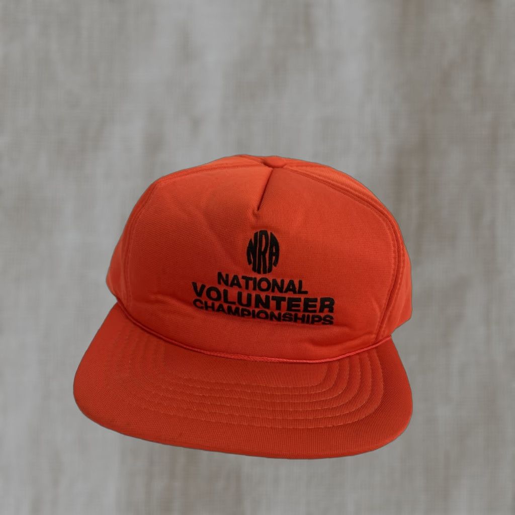 Vintage VINTAGE NRA SnapBack Hat Orange Polyester Foam National Volunteer Championships Mens One Size Orange Snapback NRA Hat Size ONE SIZE - 1 Thumbnail