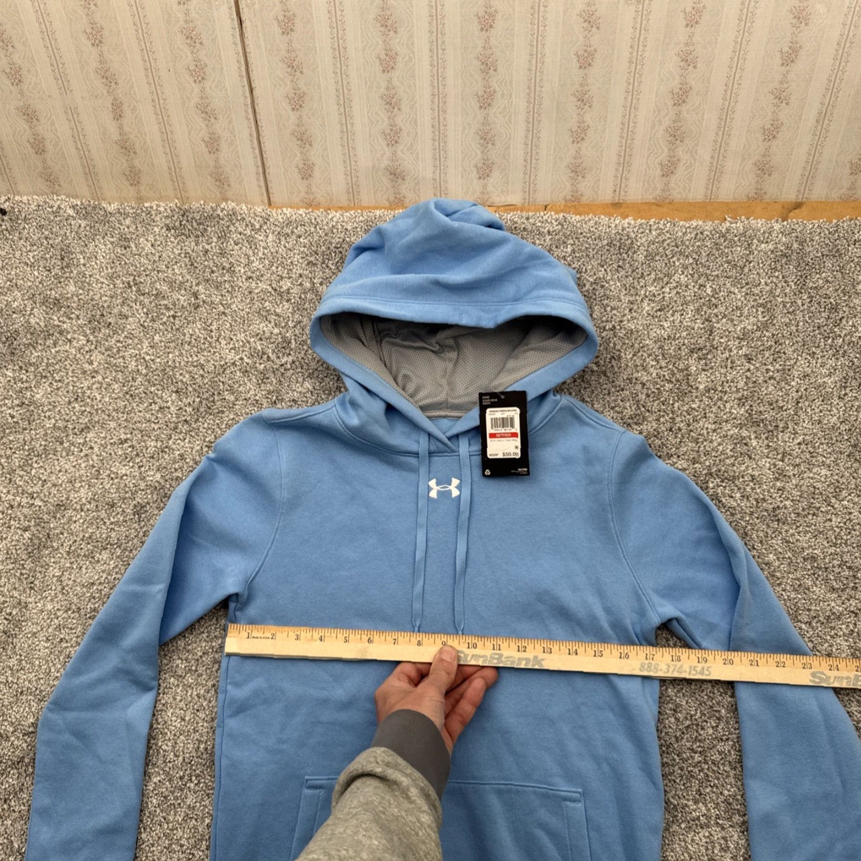 Under Armour Under Armour Hoodie Womens XS Midweight Athleisure Gym Soft Fleece Activewear Womens Hooded Pockets Logo Sports Blue XS Regular/Regular (Pullover) Size XS / US 0-2 / IT 36-38 - 3 Thumbnail
