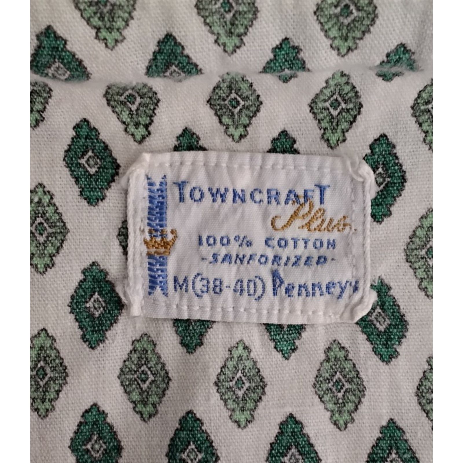 Towncraft Towncraft Penney Deep V Shirt Men's M White Green VTG '60s Size US M / EU 48-50 / 2 - 5 Thumbnail
